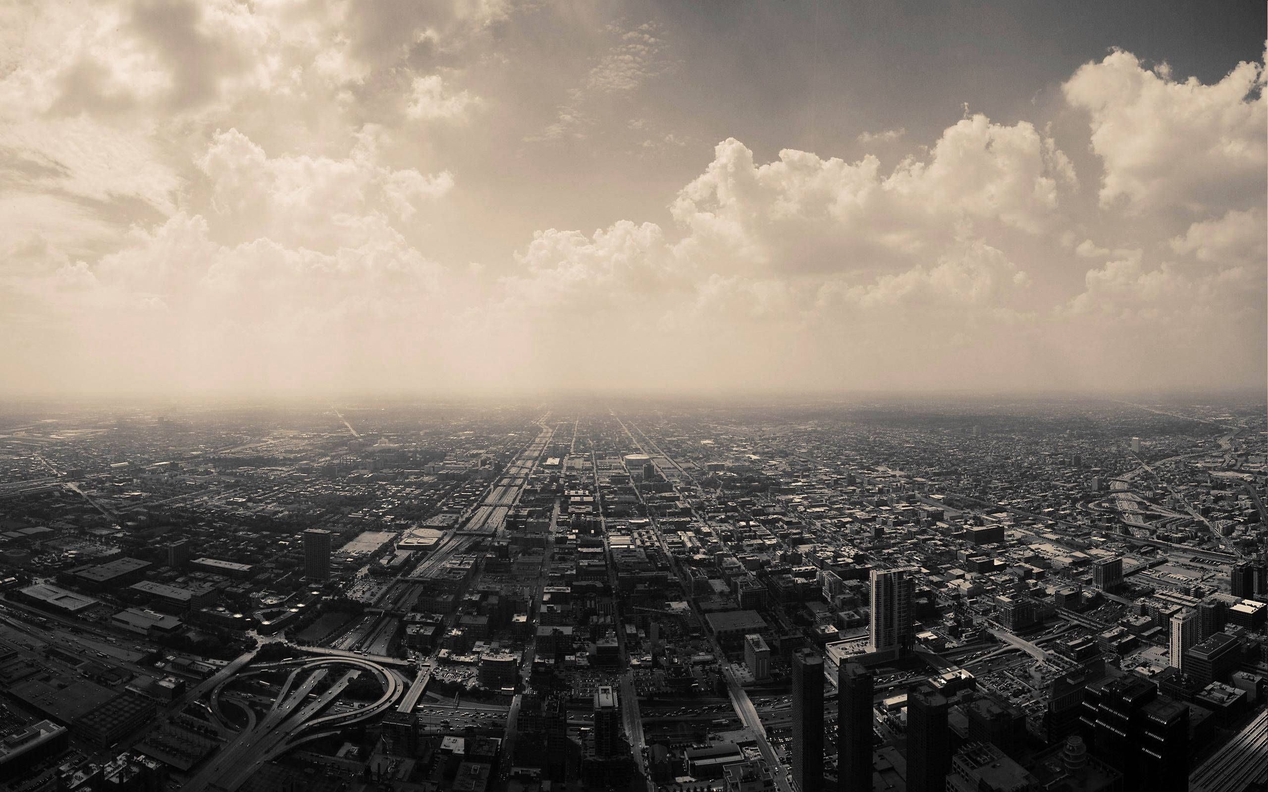 Chicago Skyline, aerial view, sprawling urban landscape, 2K Desktop Wallpaper