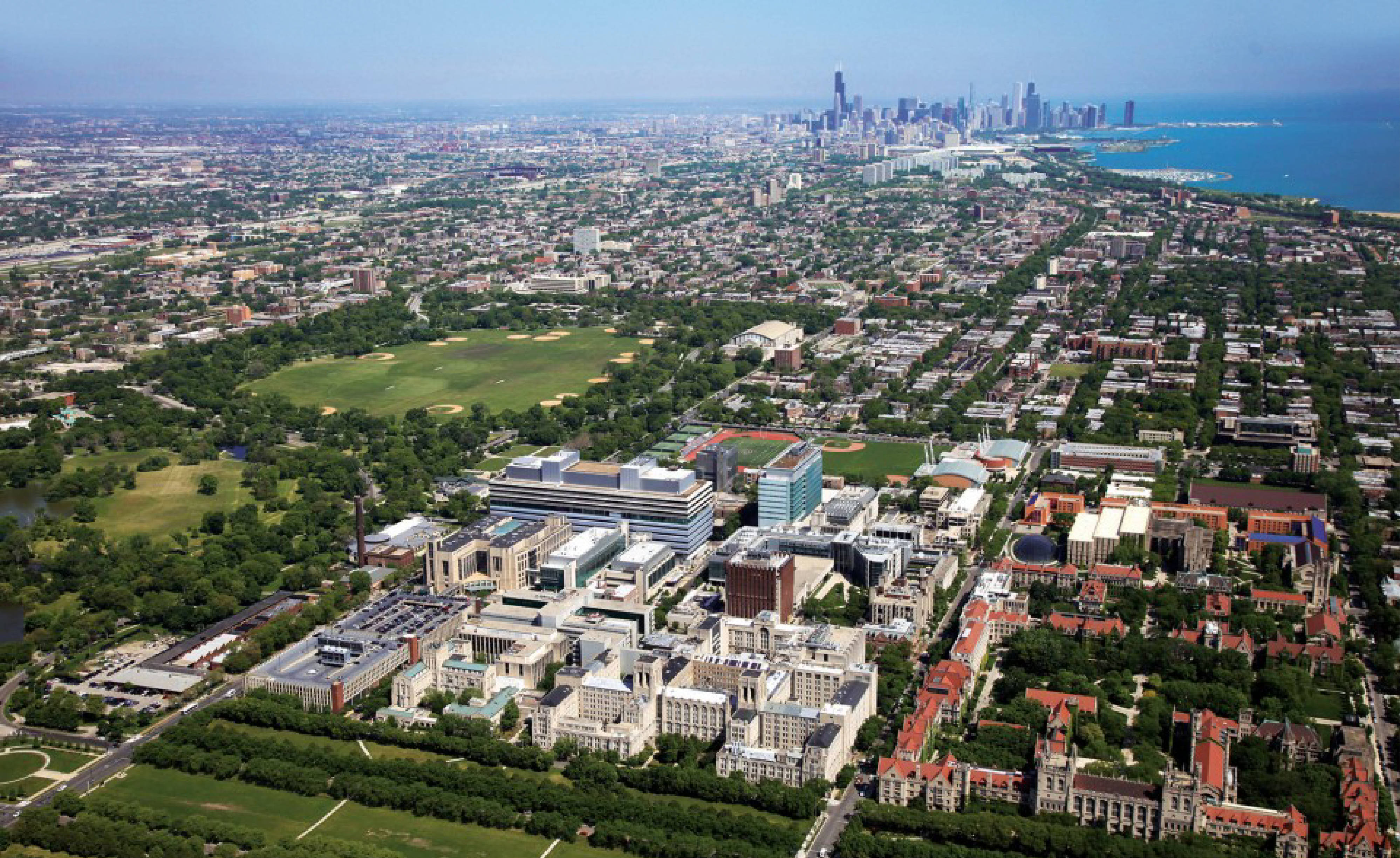 University Of Chicago, aerial view, urban campus, 4K Desktop Wallpaper