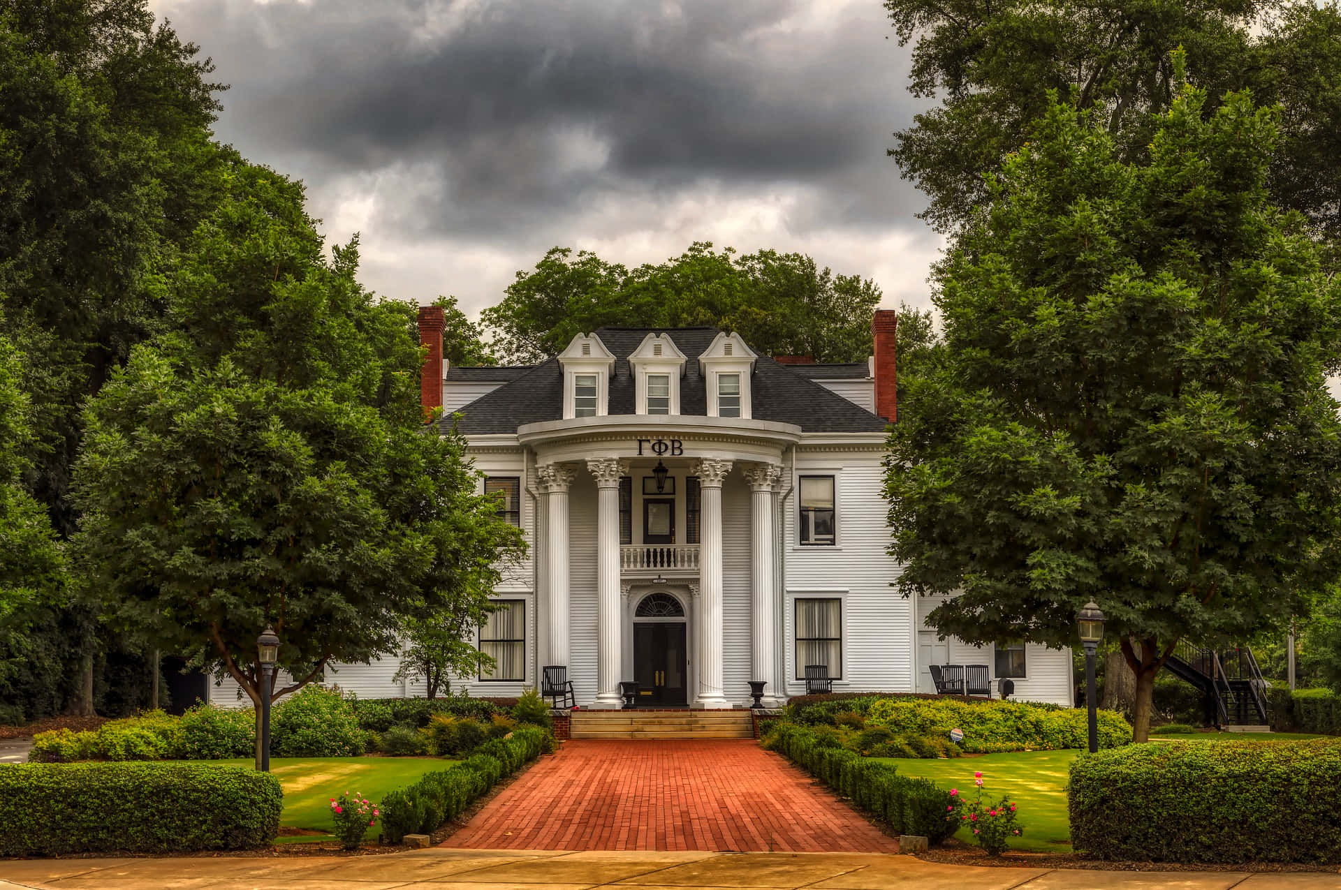 University Of Georgia, fraternity house, columns, Full HD Desktop Wallpaper