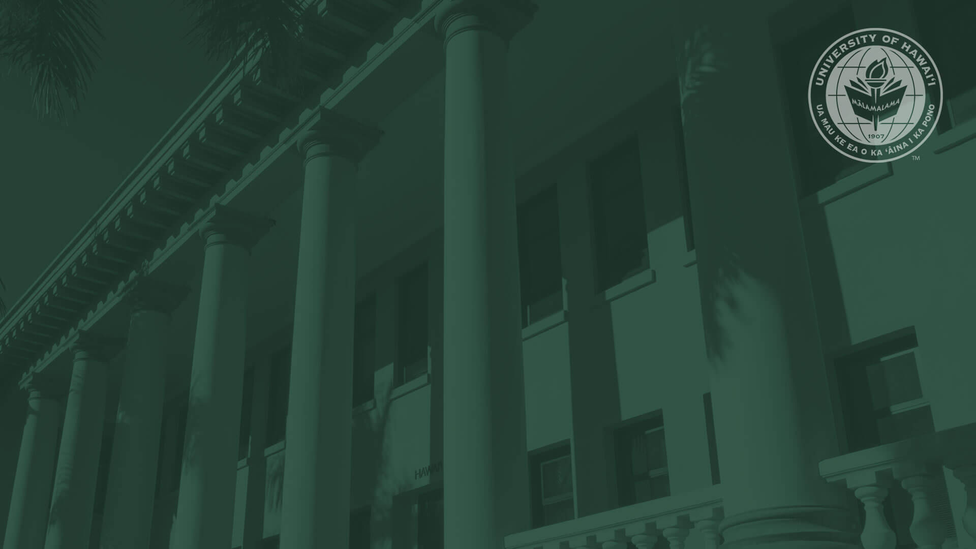 University Of Hawaii, teal-tinted, classical university building, Full HD Desktop Wallpaper