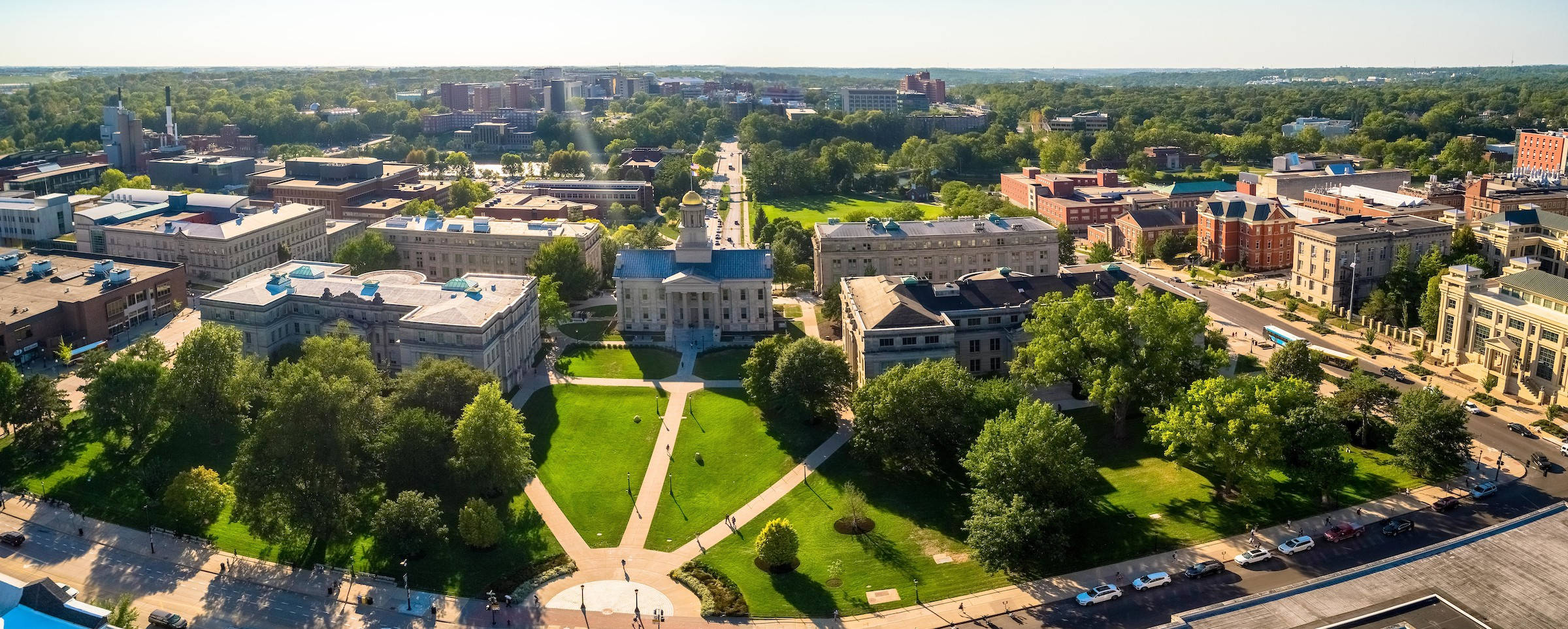 University Of Iowa, green lawns, pathways, Full HD Desktop Wallpaper