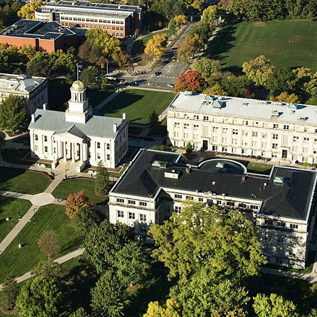 University Of Iowa, aerial view, classical buildings, HD Desktop Wallpaper