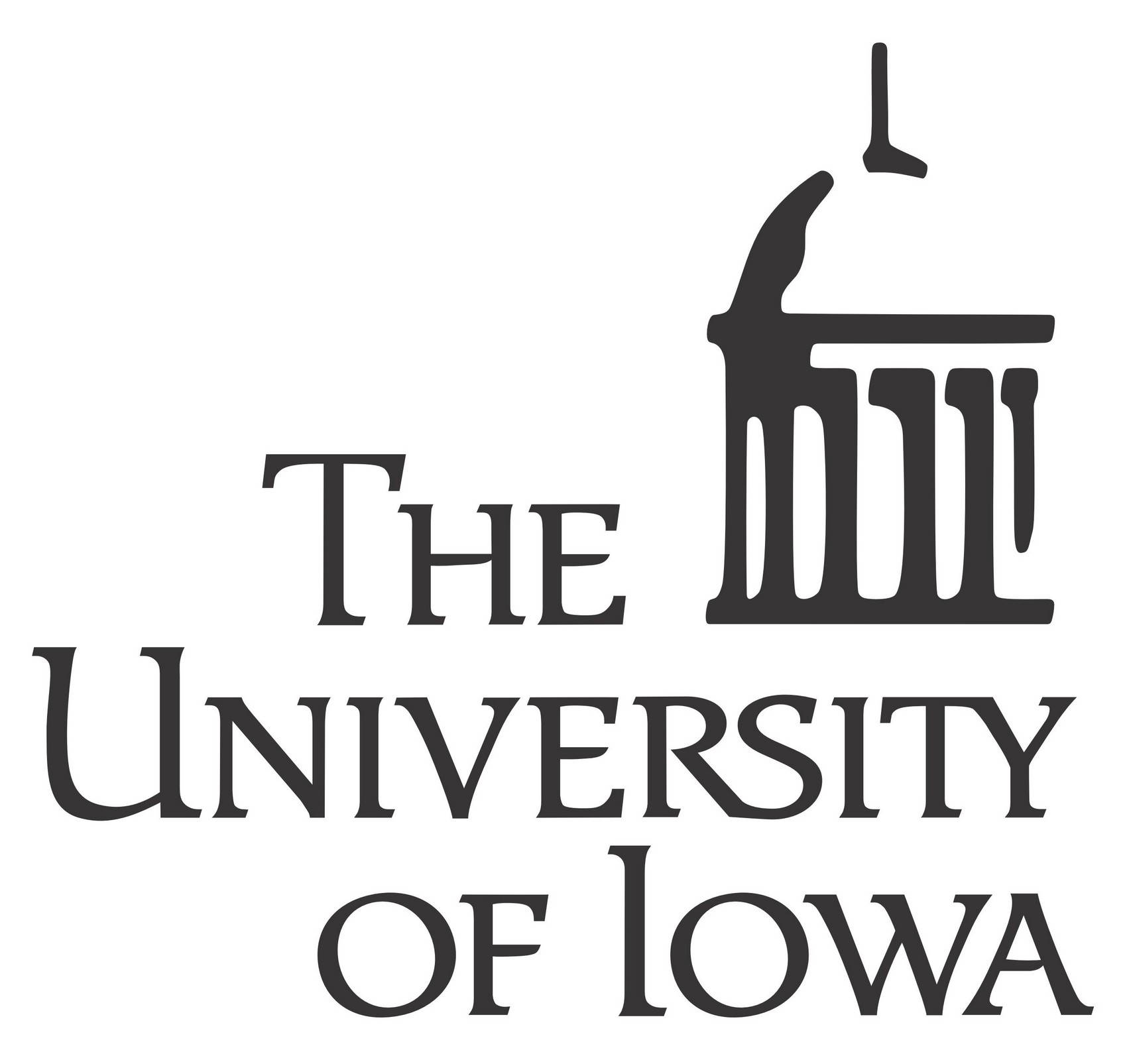 University Of Iowa, black serif font, stylized building icon, HD Desktop Wallpaper