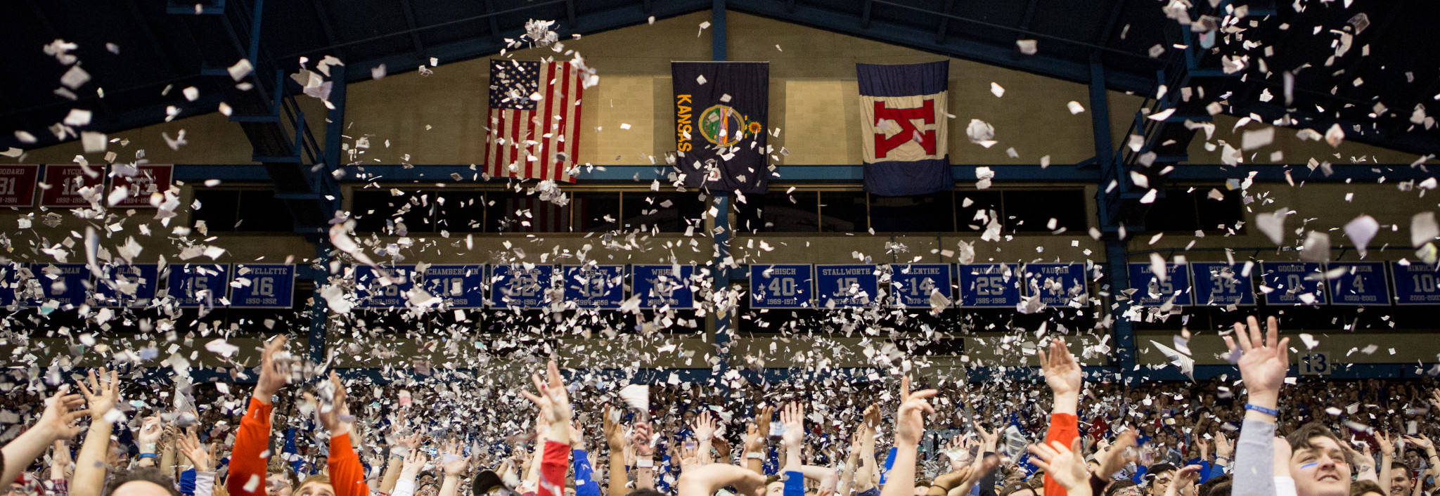 University Of Kansas, basketball fans, arena, Full HD Desktop Wallpaper