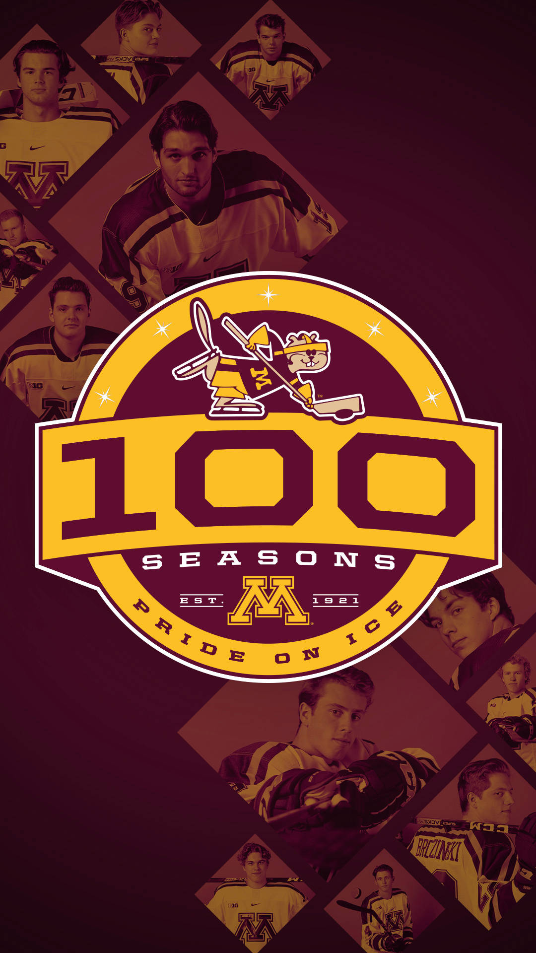 University Of Minnesota, 100 Seasons, maroon and gold, Full HD Phone Wallpaper