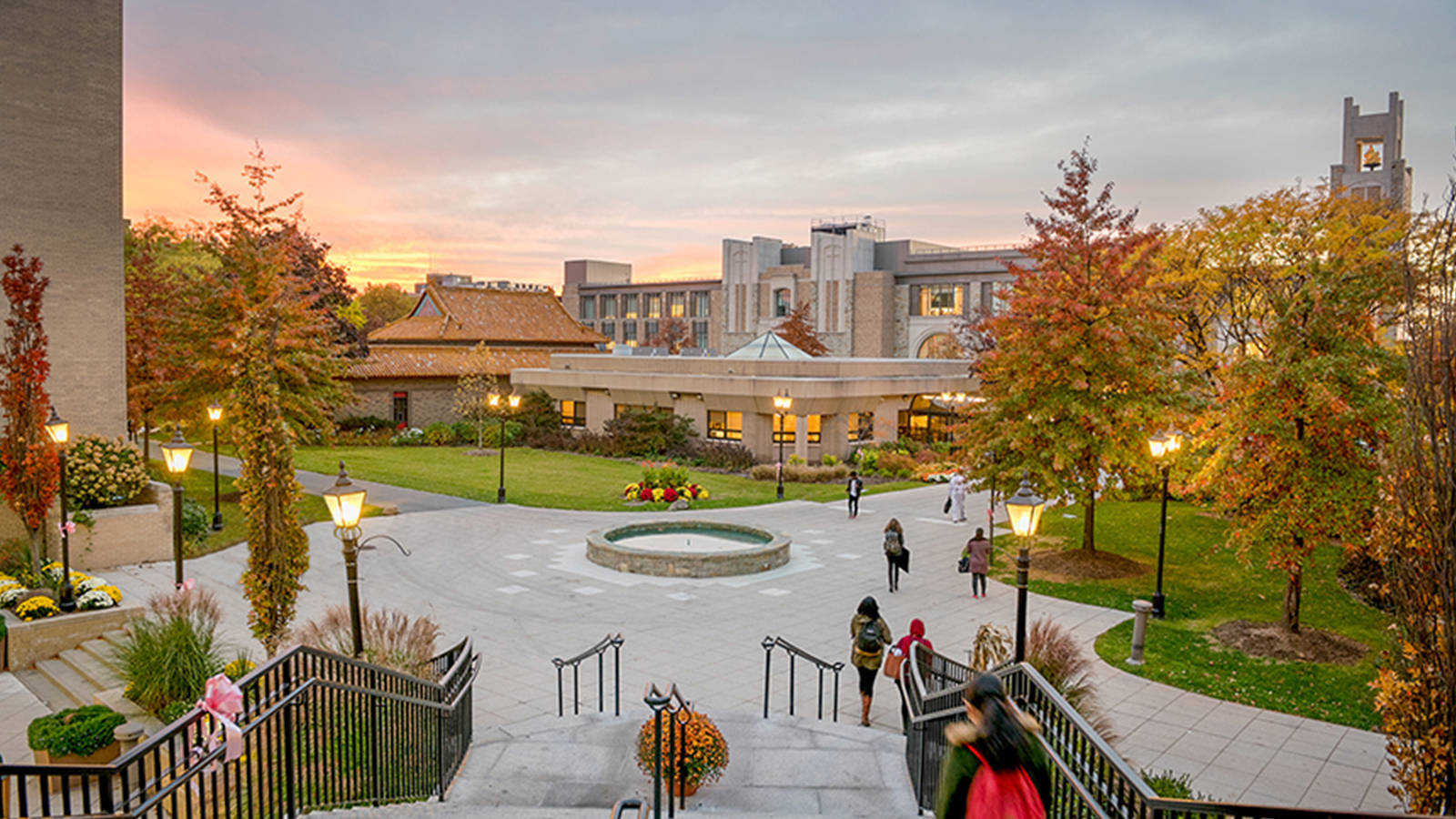 University Of Minnesota, campus courtyard, sunset, HD Desktop Wallpaper