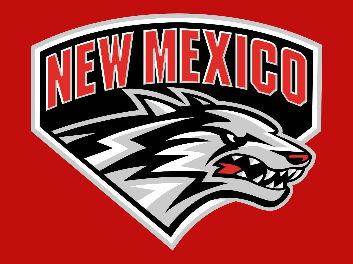 University Of New Mexico, gray wolf head, red accents, HD Desktop Wallpaper