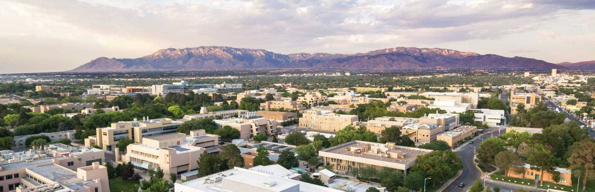University Of New Mexico, campus view, green trees, Full HD Desktop Wallpaper