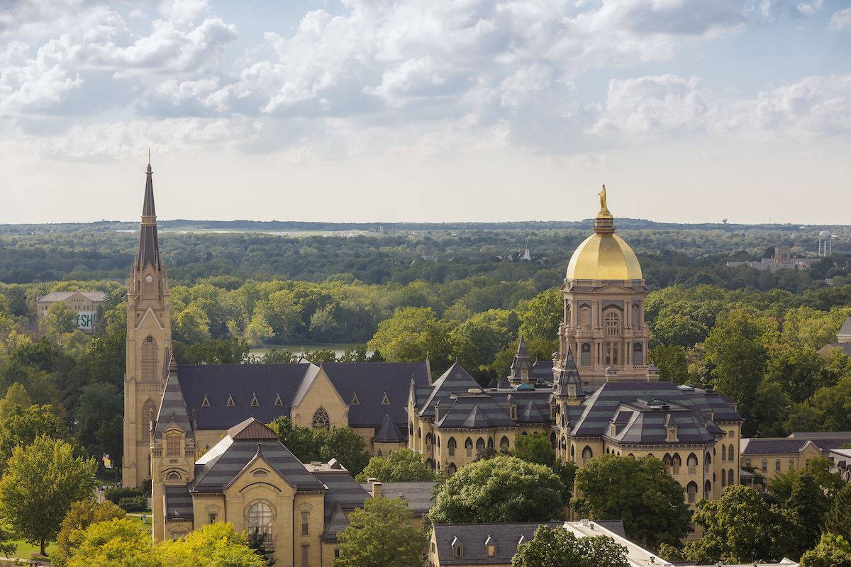 University Of Notre Dame, golden-domed building, stone spire, SD Desktop Wallpaper