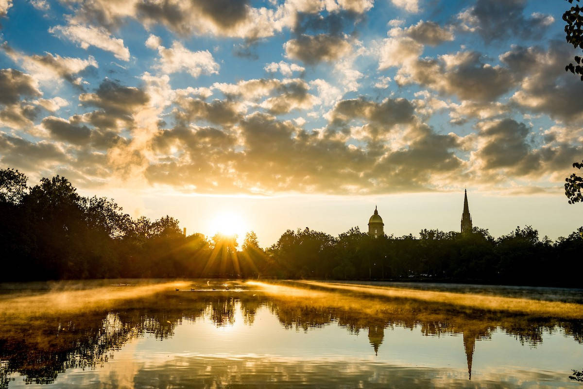 University Of Notre Dame, lake, sunset, SD Desktop Wallpaper