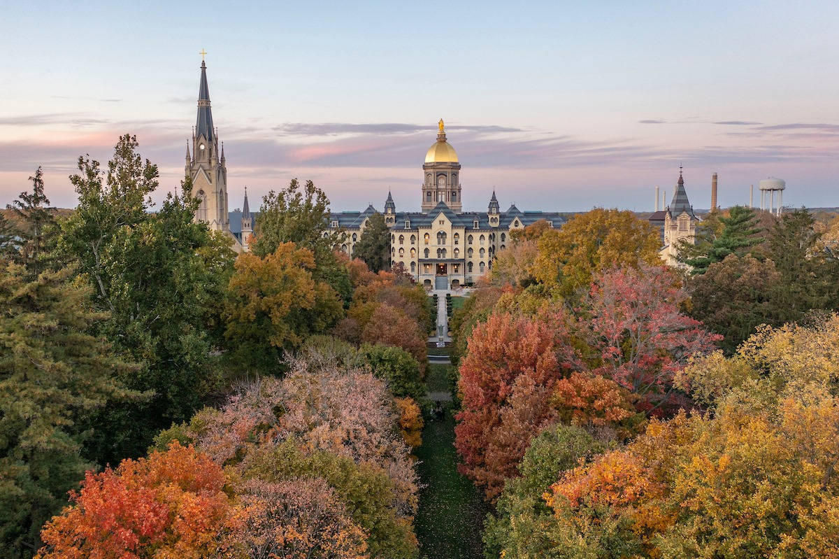 University Of Notre Dame, main building, sunset, SD Desktop Wallpaper