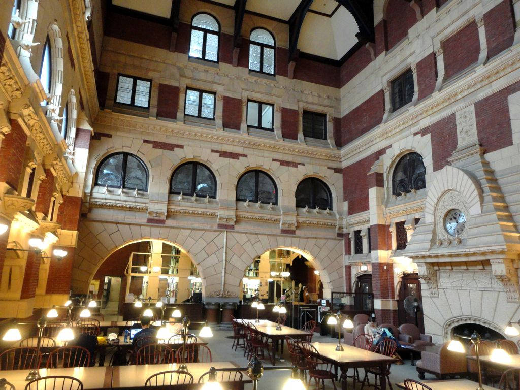 University Of Pennsylvania, library tables, arched windows, SD Desktop Wallpaper