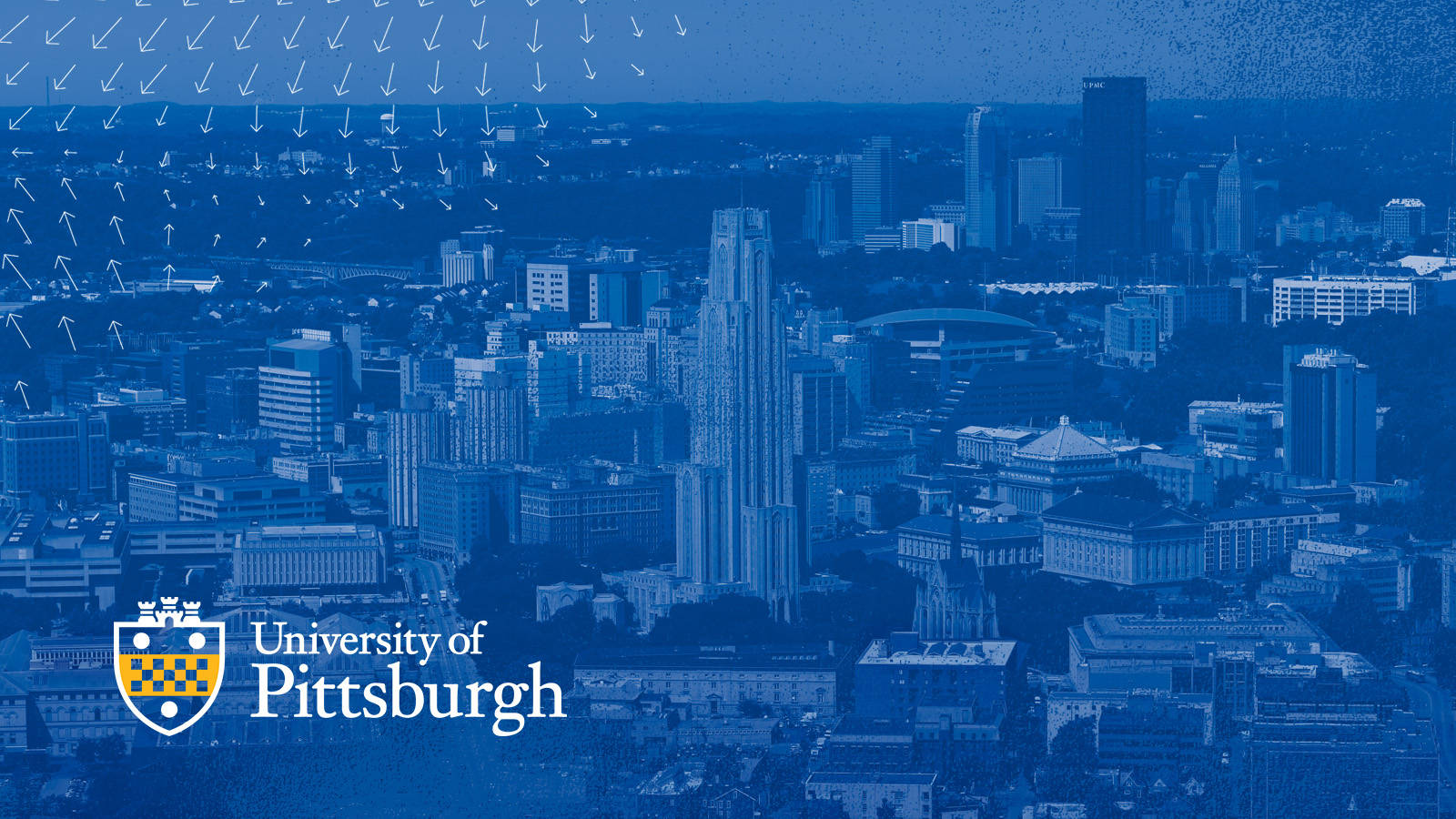 University Of Pittsburgh, blue monochrome filter, aerial view, HD Desktop Wallpaper