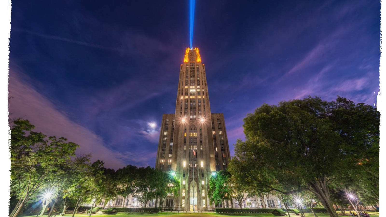University Of Pittsburgh, cathedral, twilight sky, HD Desktop Wallpaper