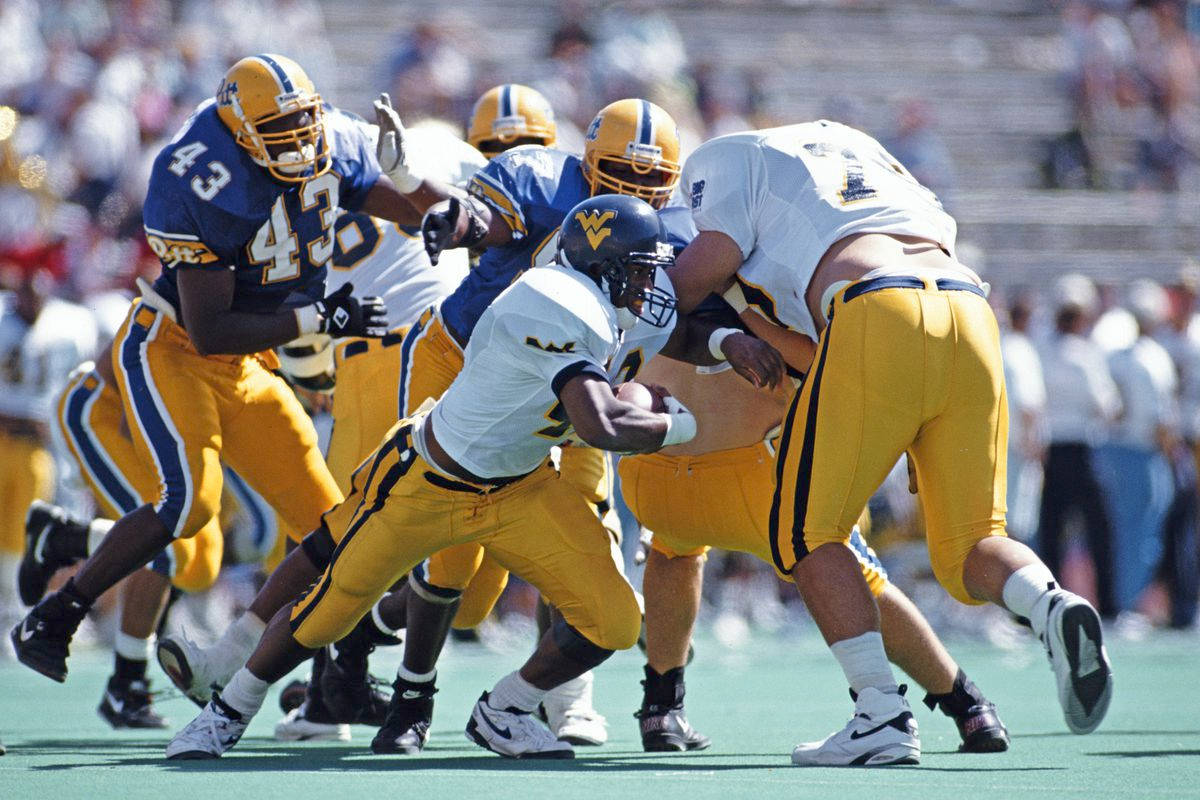 University Of Pittsburgh, football game, blue and gold uniforms, SD Desktop Wallpaper