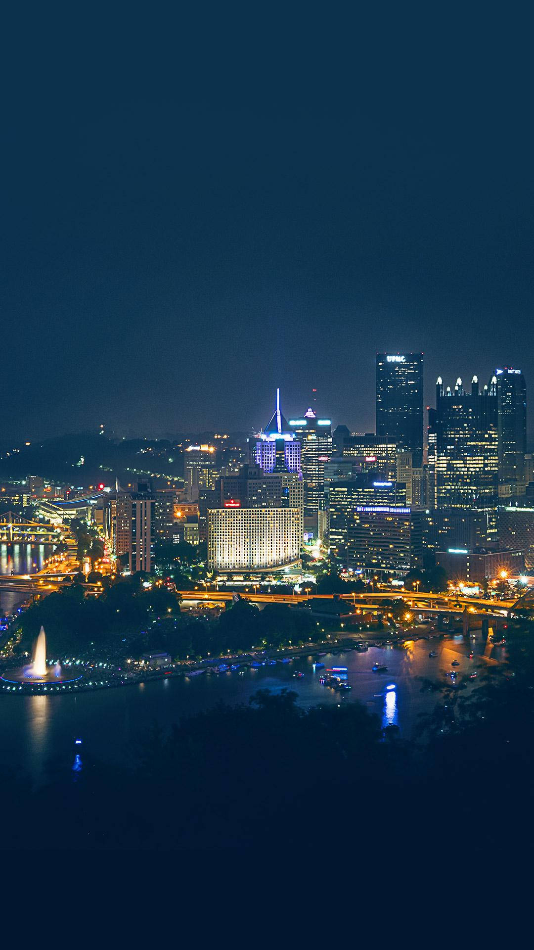 Pittsburgh, Sunset, nighttime cityscape, Full HD Phone Wallpaper