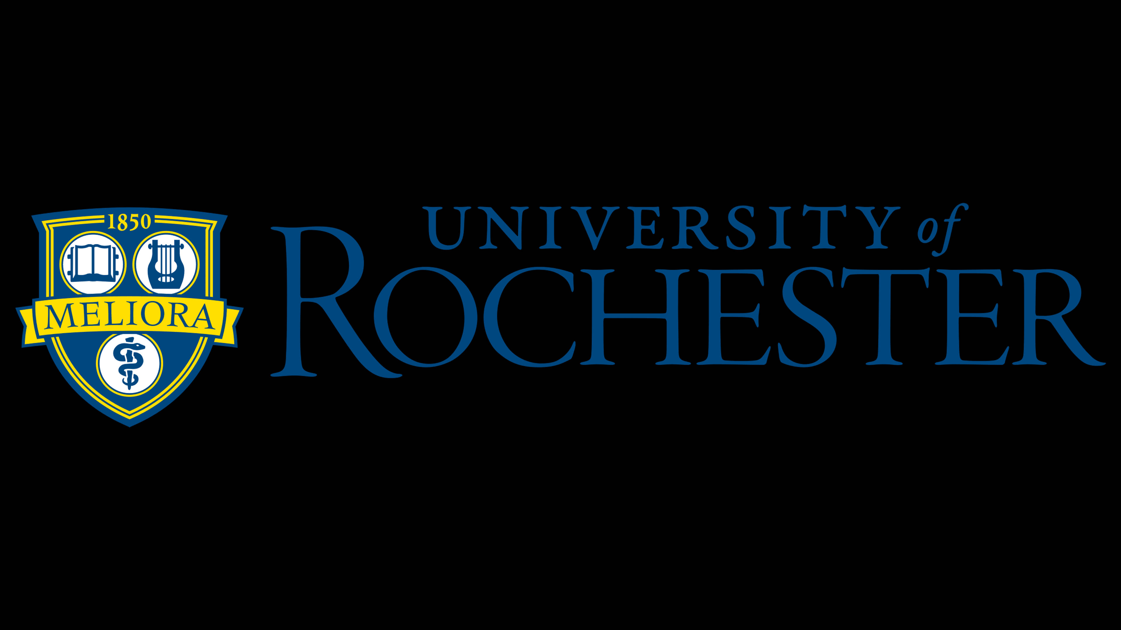University Of Rochester, blue text, crest, 4K Desktop Wallpaper