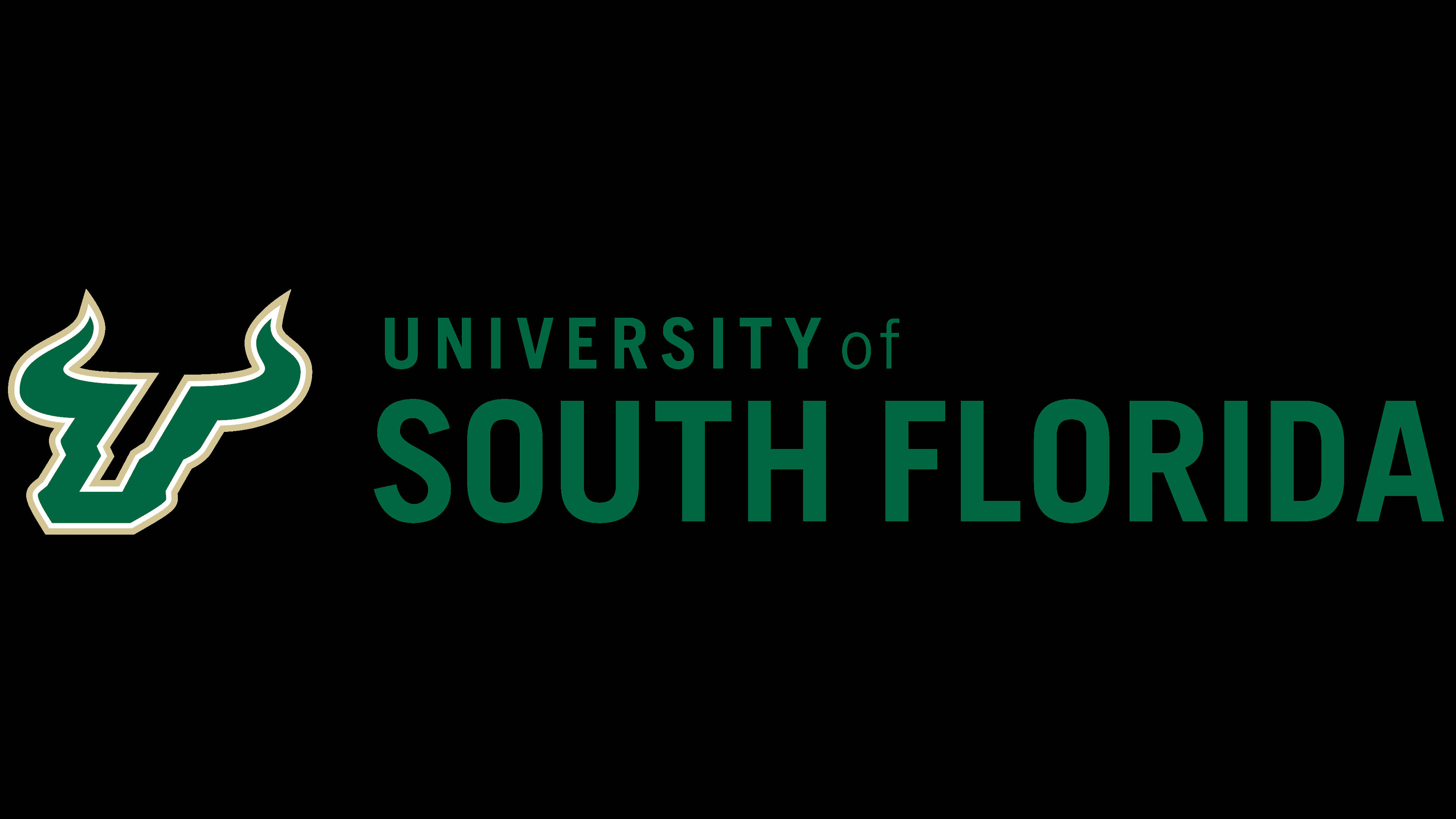 University Of South Florida, green bull emblem, black background, 4K Desktop Wallpaper