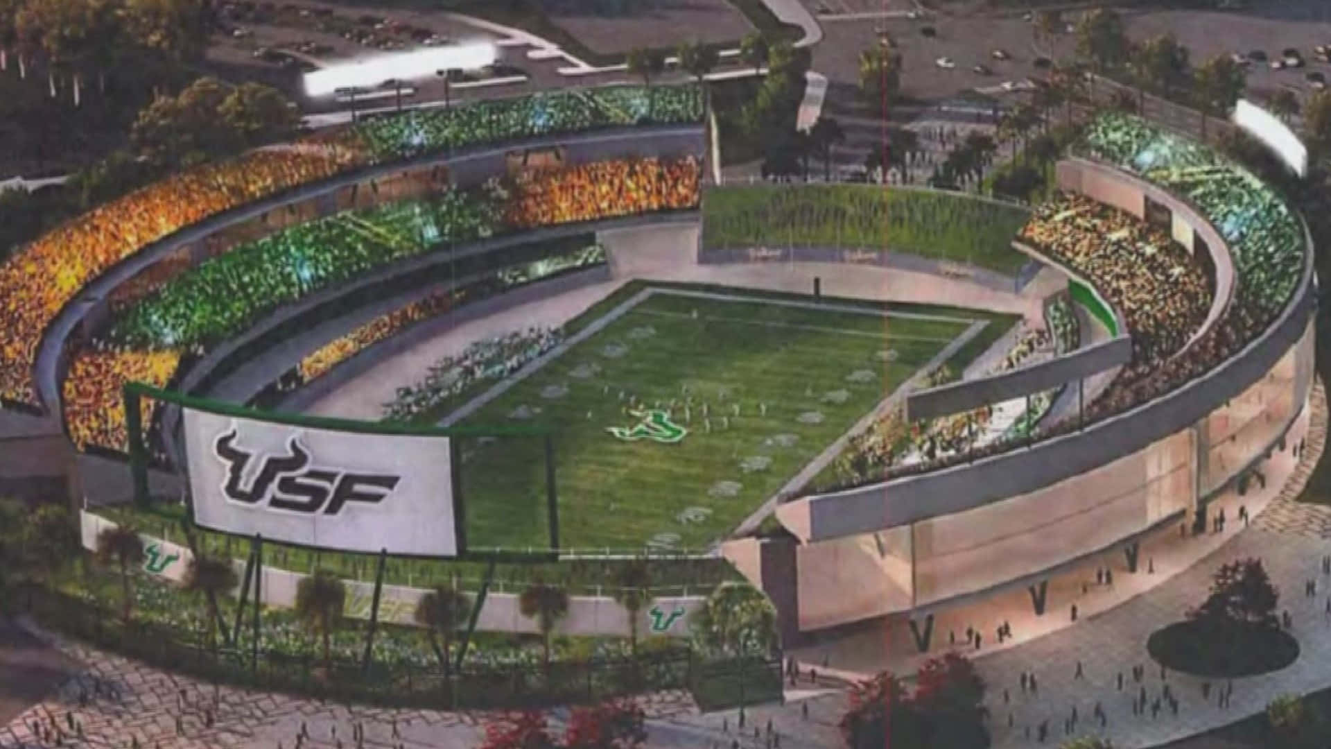 University Of South Florida Stadium, aerial view, modern USF football stadium, Full HD Desktop Wallpaper