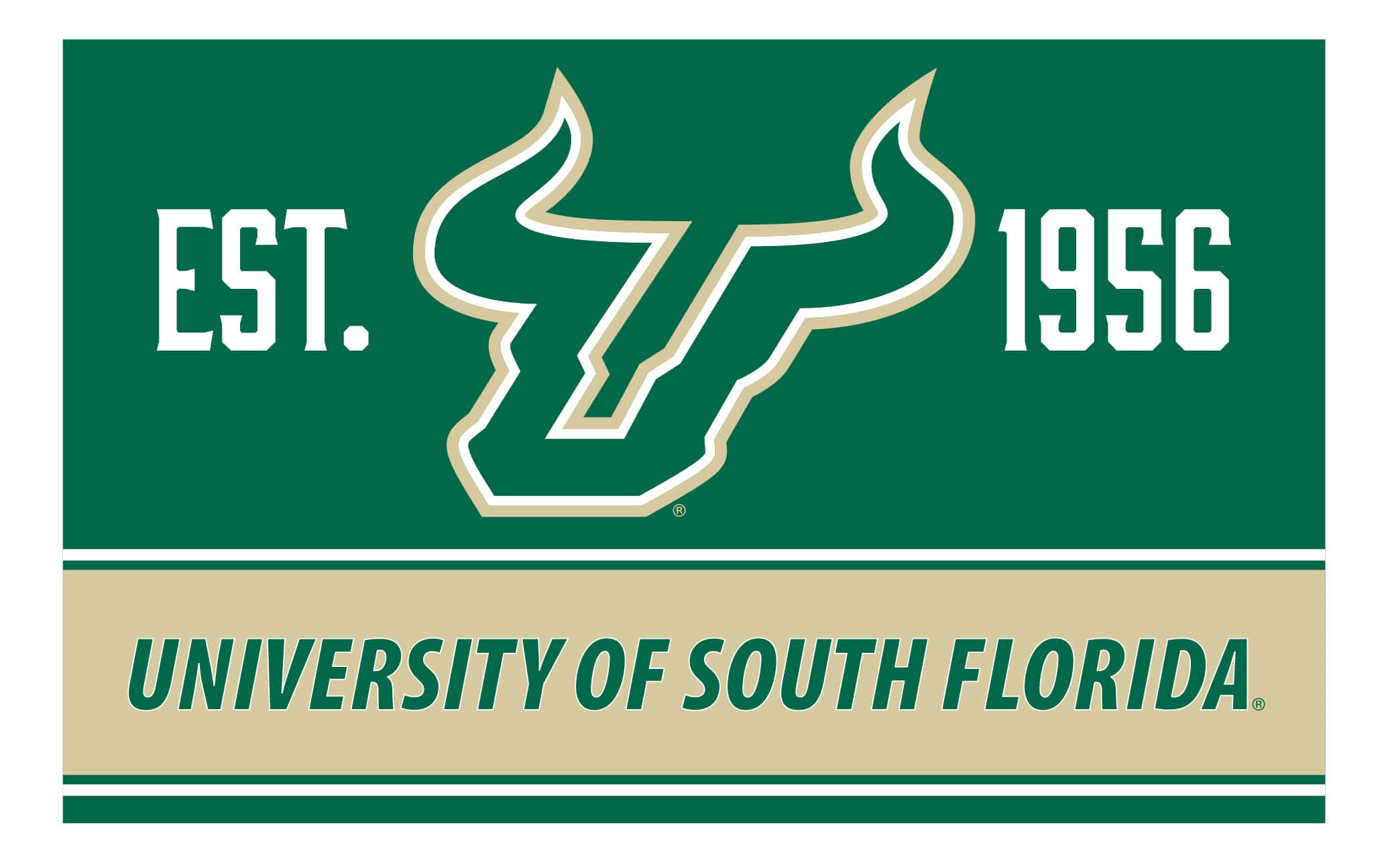 University of South Florida, EST. 1956, green and beige, Full HD Desktop Wallpaper