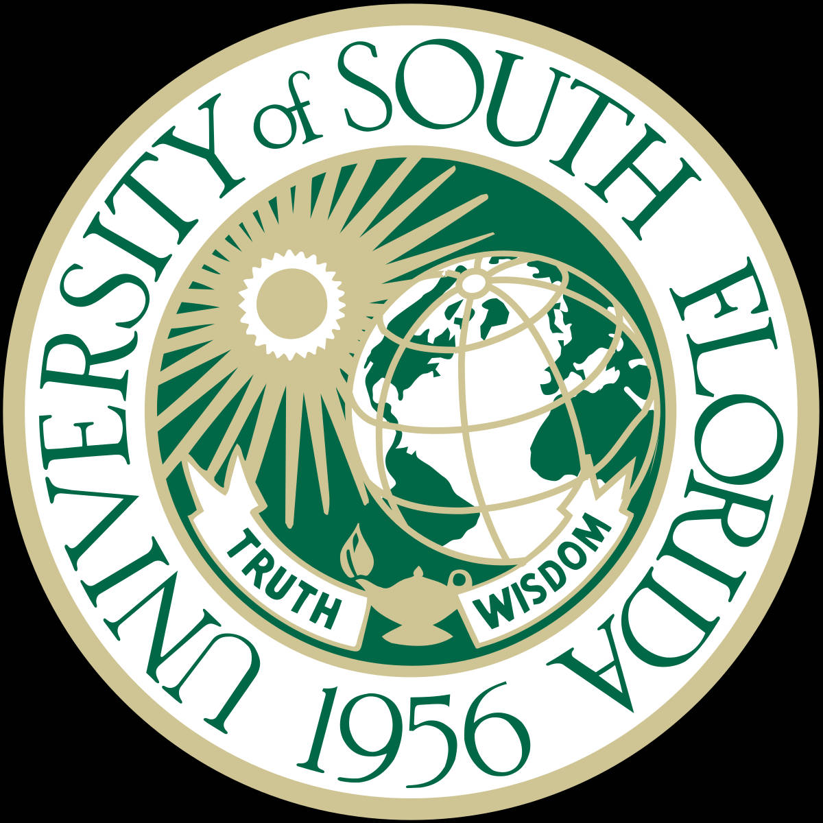 University Of South Florida, 1956 logo, green and gold, SD Desktop Wallpaper