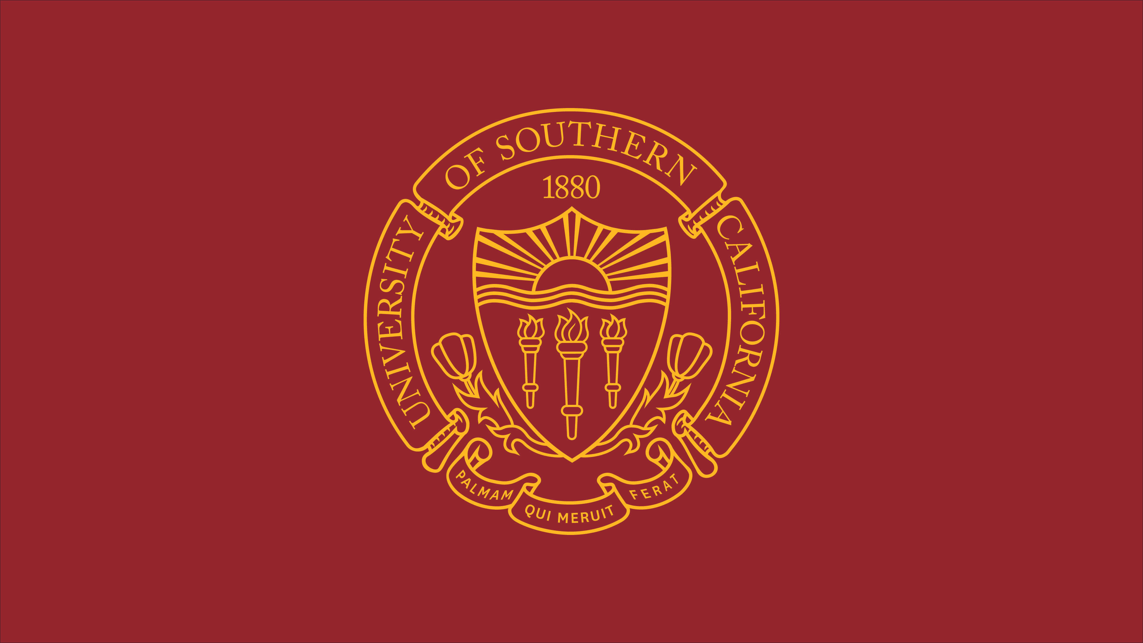 University Of Southern California, seal, red, 4K Desktop Wallpaper
