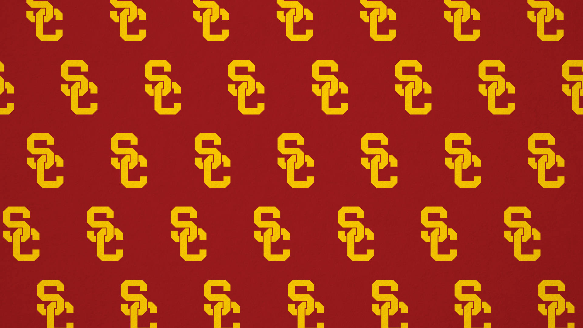 University Of Southern California, yellow USC logos, deep red background, Full HD Desktop Wallpaper