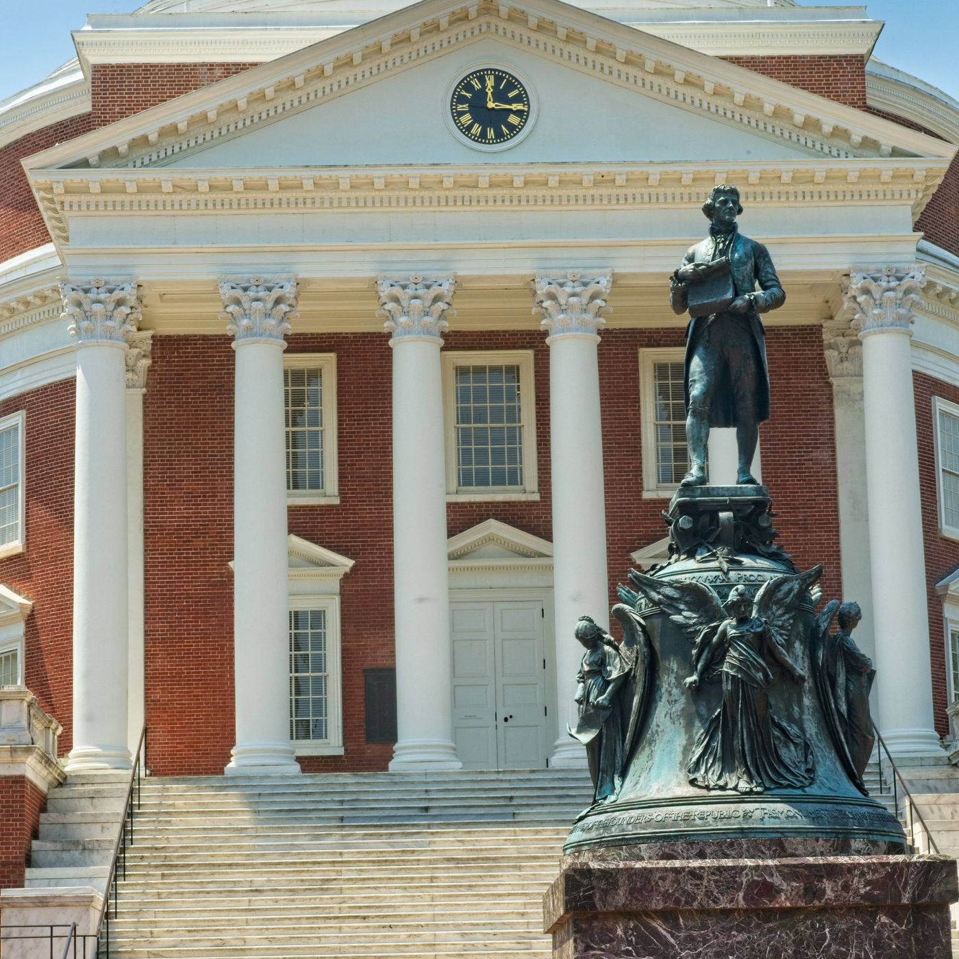 University Of Virginia, bronze statue of a man, marble pedestal, HD Desktop Wallpaper