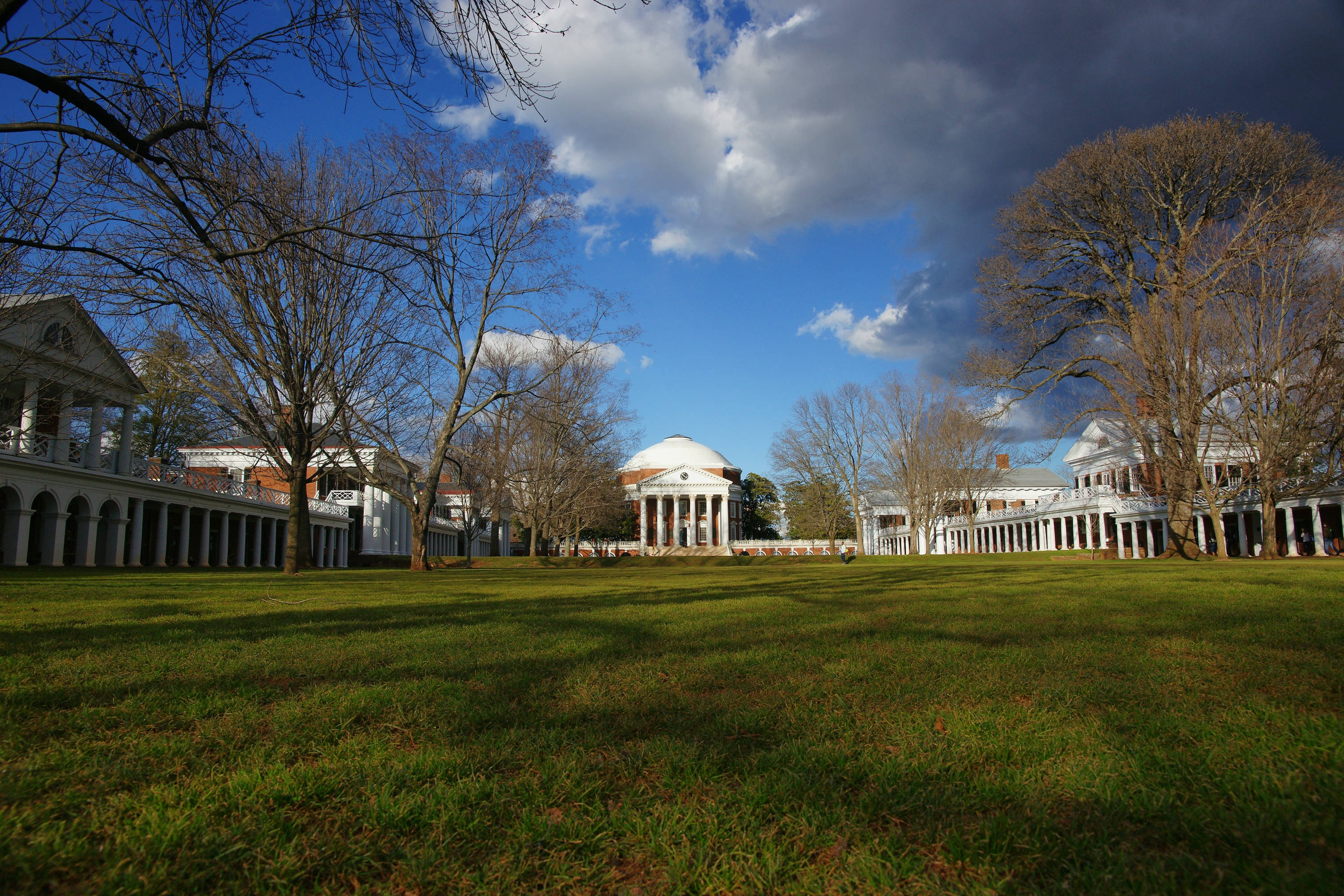 University Of Virginia, neoclassical buildings, white columns, 2K Desktop Wallpaper