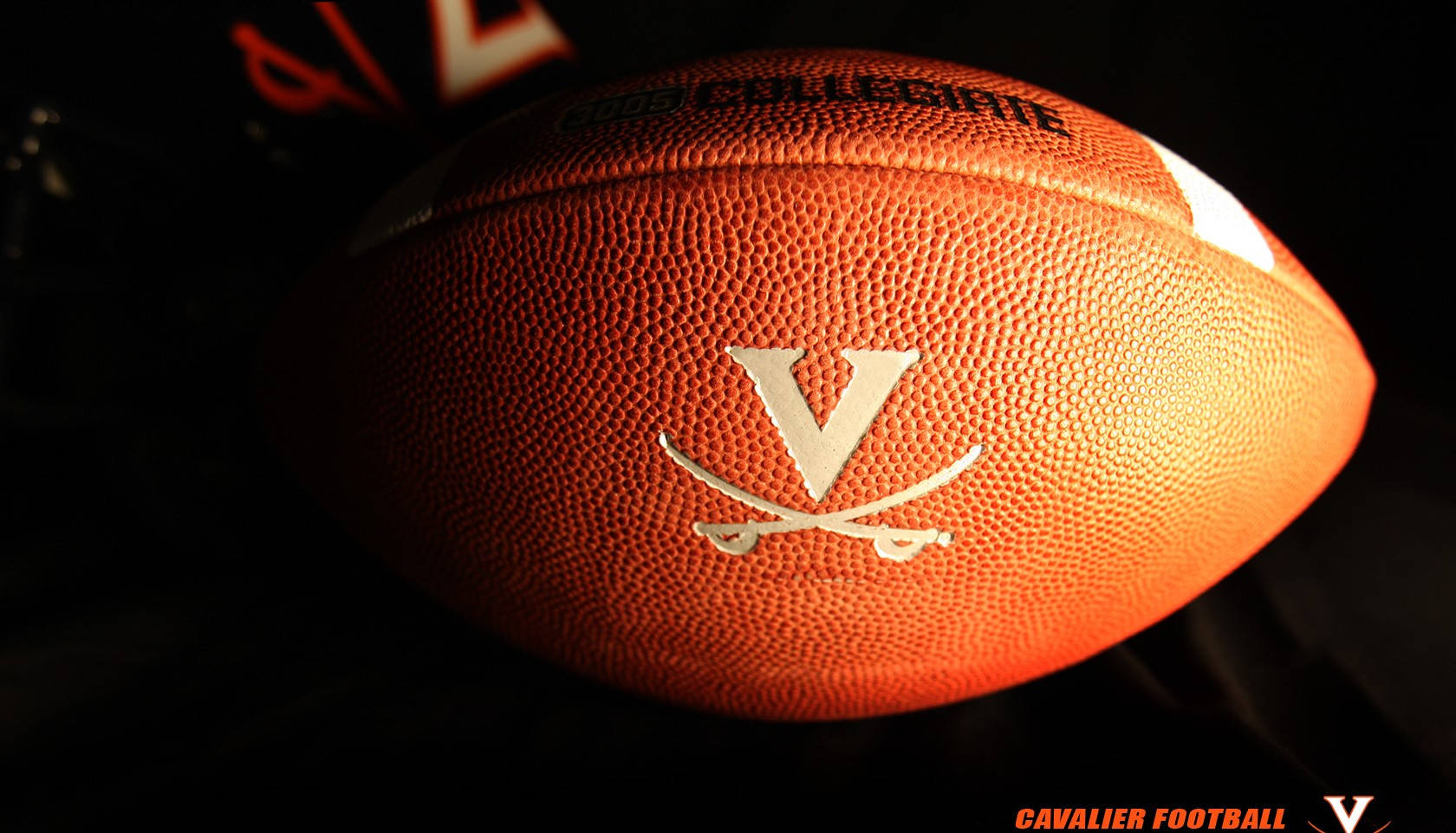 University Of Virginia, orange college football, white 'V' and crossed sabers logo, HD Desktop Wallpaper