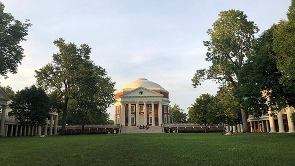 University of Virginia, neoclassical dome building, lush green lawn, SD Desktop Wallpaper