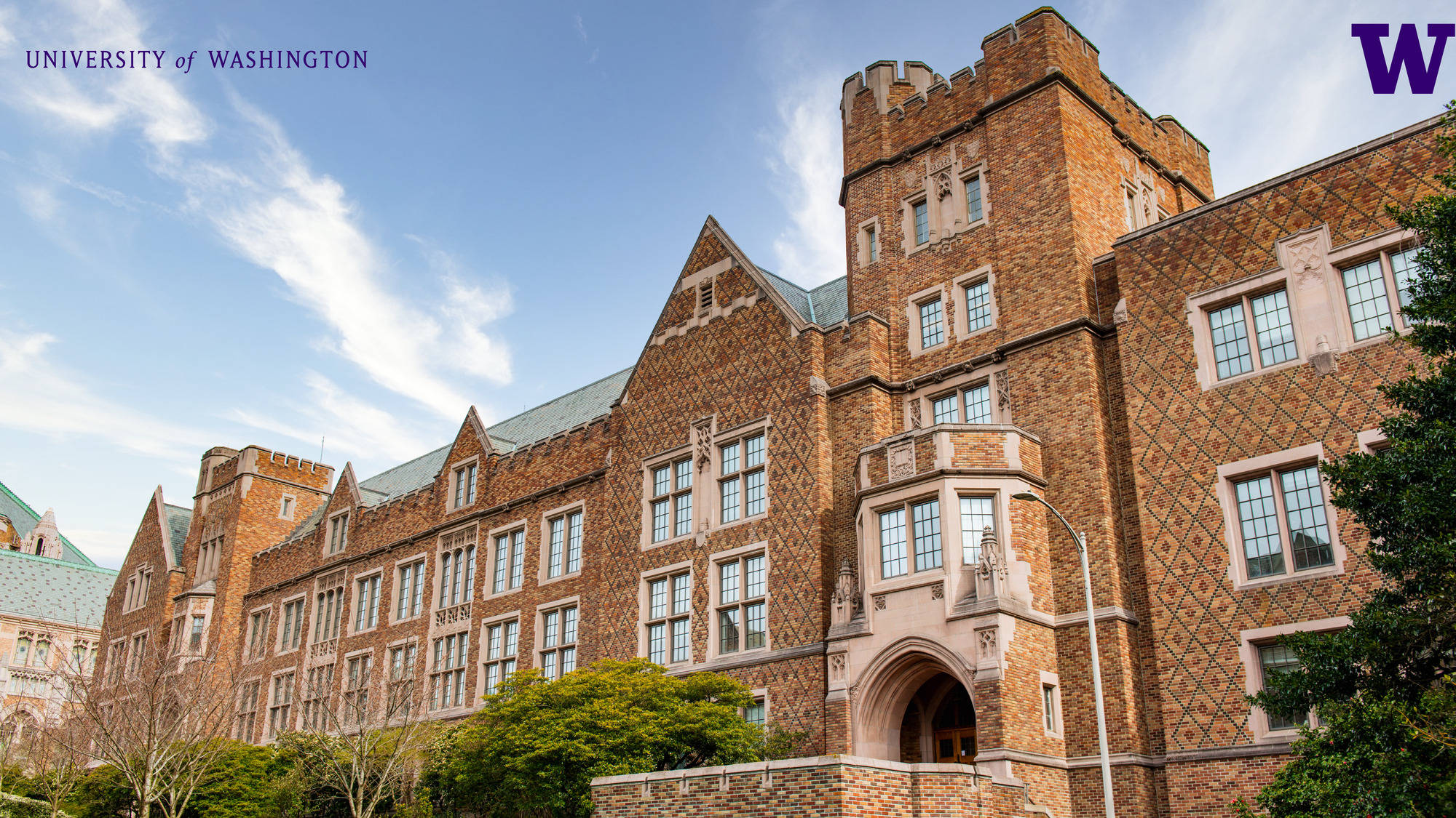 University Of Washington, brick building, turrets, Full HD Desktop Wallpaper
