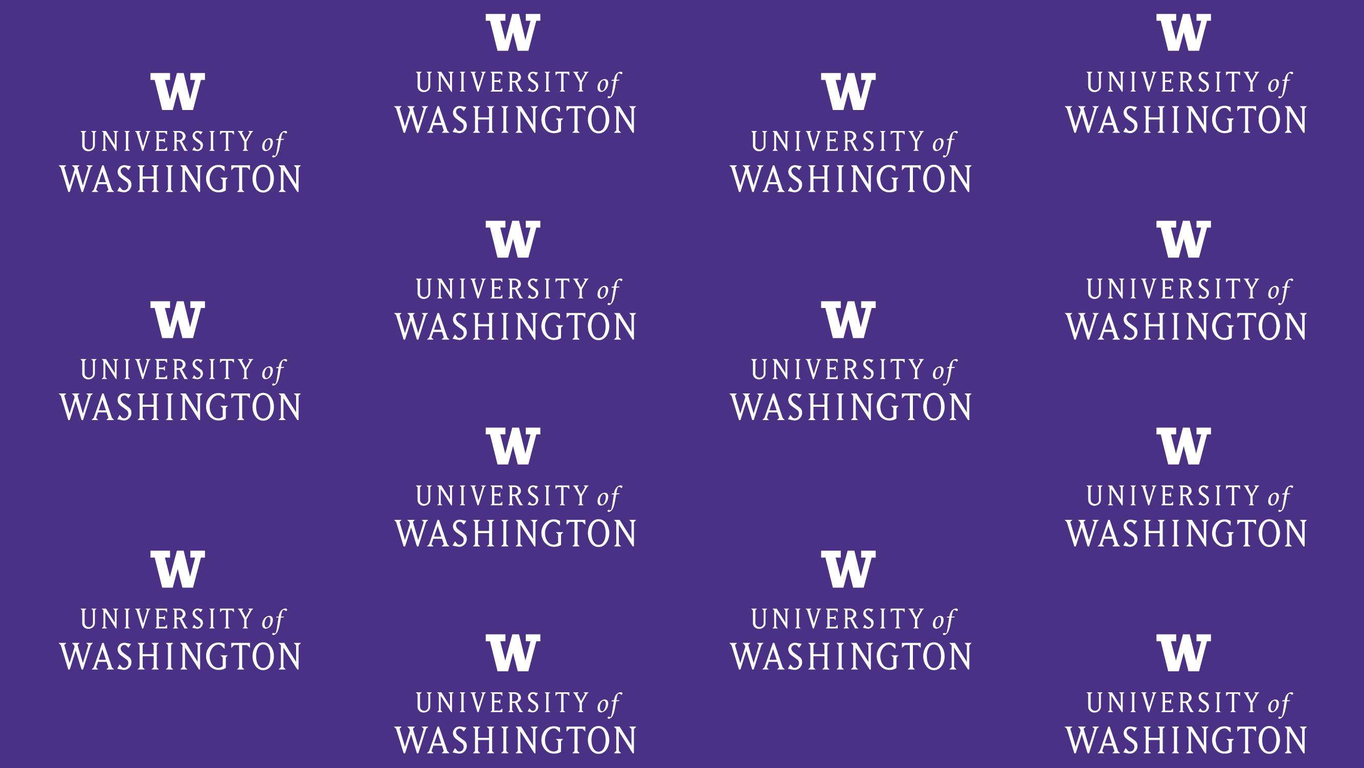 University Of Washington, white text, solid purple background, 2K Desktop Wallpaper