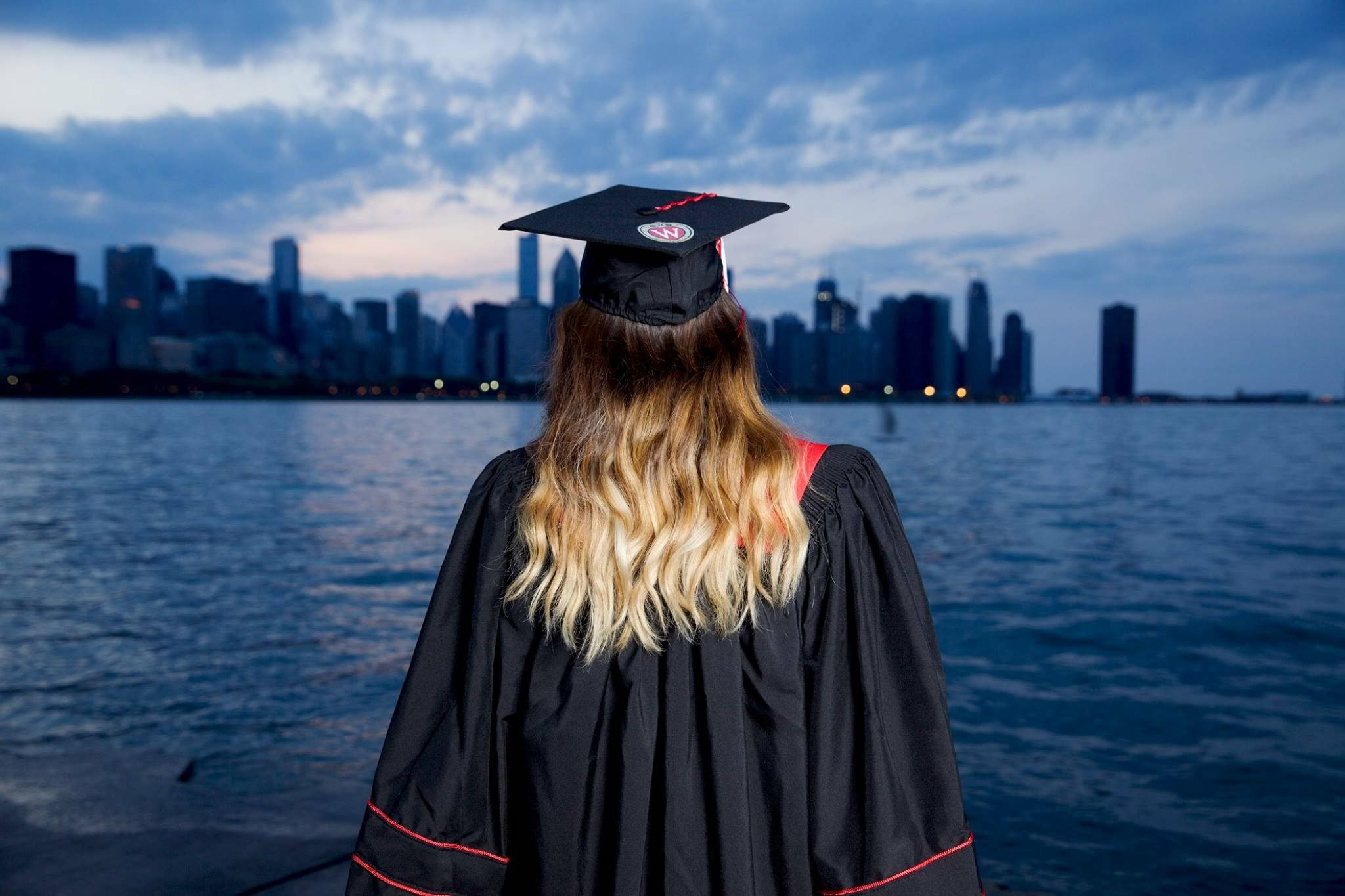 University Of Wisconsin-madison, black cap and gown, water, Full HD Desktop Wallpaper