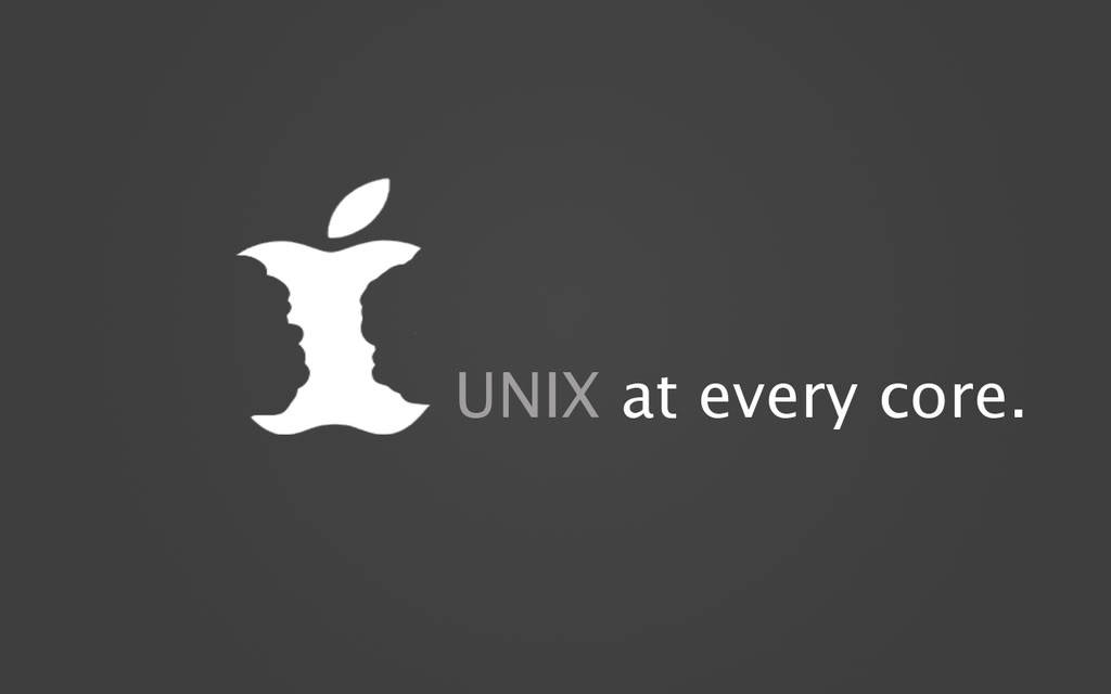 Unix, white apple logo, bite, SD Desktop Wallpaper