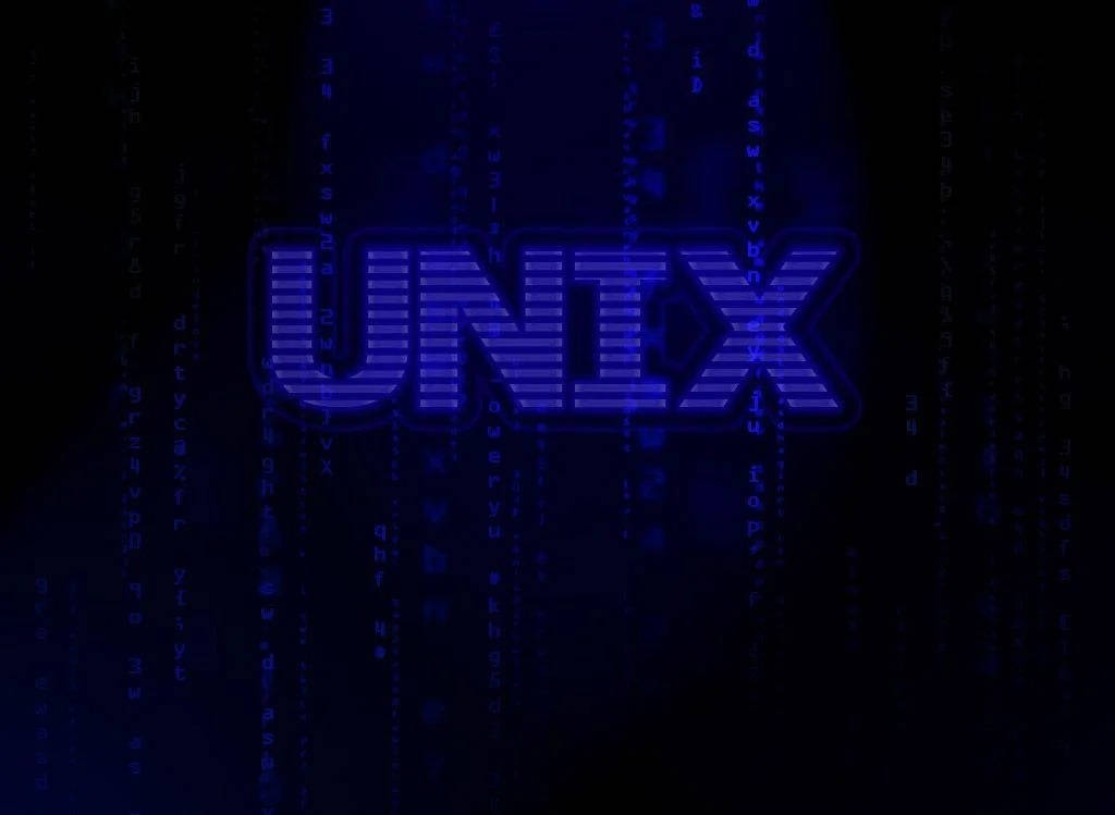 Unix, blue, digital logo, SD Desktop Wallpaper