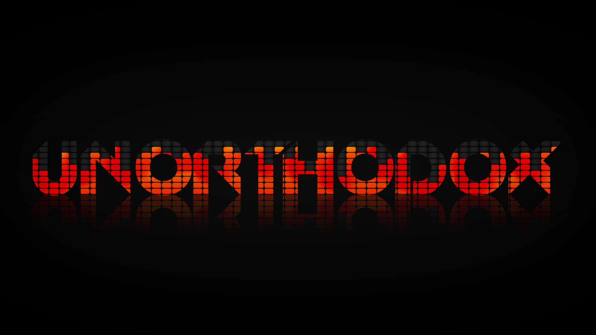 Unorthodox, fiery orange pixel blocks, black background, Full HD Desktop Wallpaper