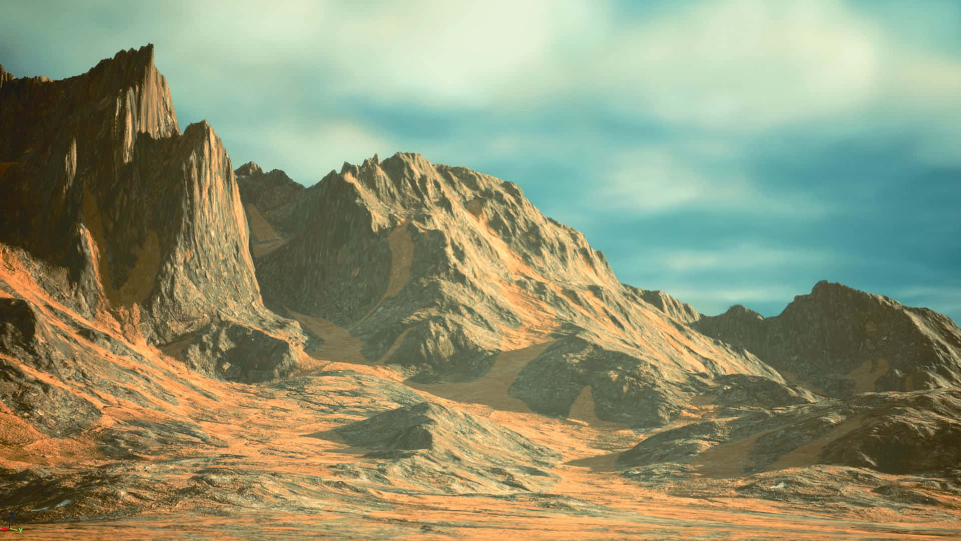 Unreal Engine 5, mountain landscape, arid orange slopes, Full HD Desktop Wallpaper