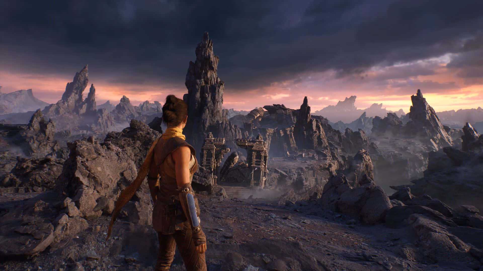 Unreal Engine 5, landscape exploration, ruined stone city, Full HD Desktop Wallpaper