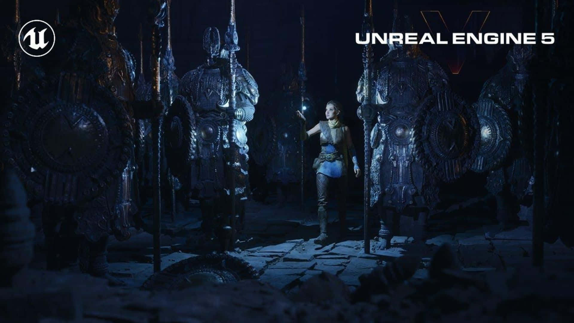Unreal Engine 5, dark fantasy scene, lone warrior, Full HD Desktop Wallpaper