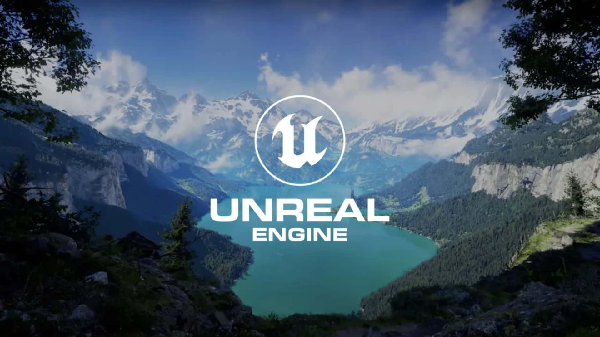 Unreal Engine 5, turquoise lake, snowcapped peaks, Full HD Desktop Wallpaper