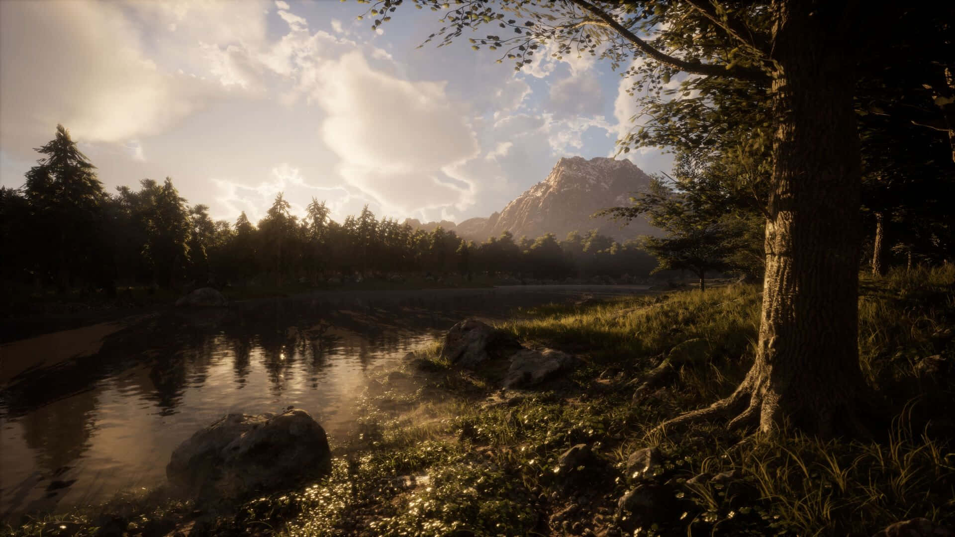 Unreal Engine 5, realistic landscape, sunlight, Full HD Desktop Wallpaper