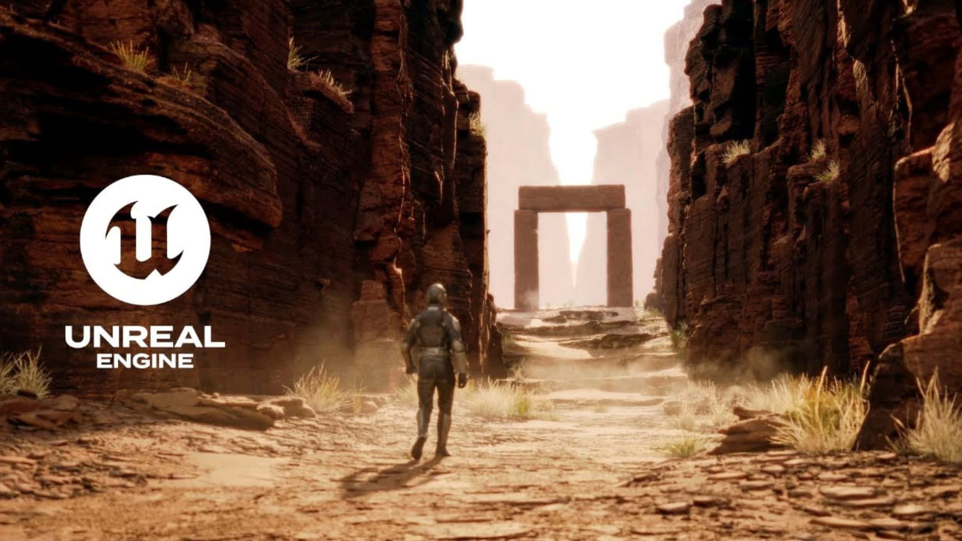 Unreal Engine 5, desert scene, sunlit canyon, Full HD Desktop Wallpaper
