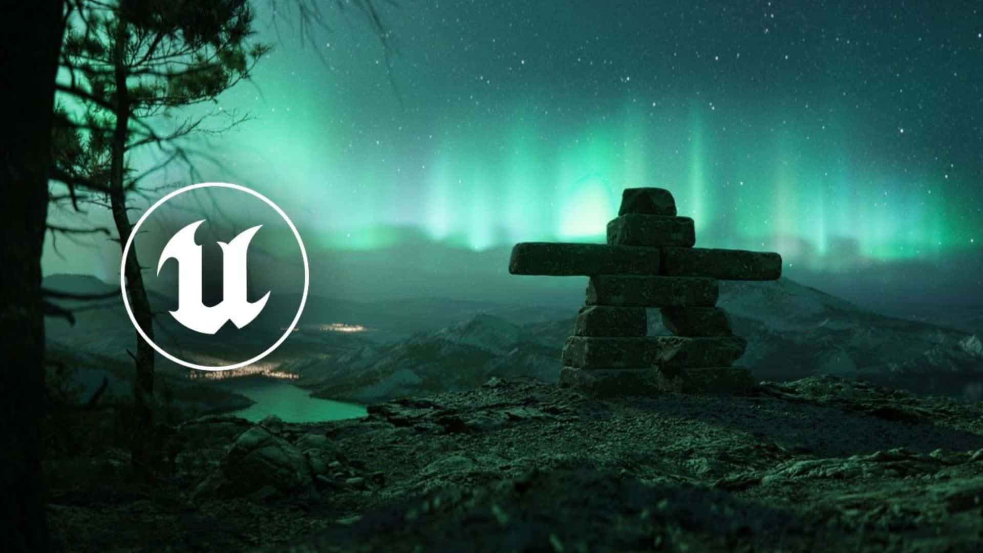 Unreal Engine 5, northern lights, aurora borealis, Full HD Desktop Wallpaper