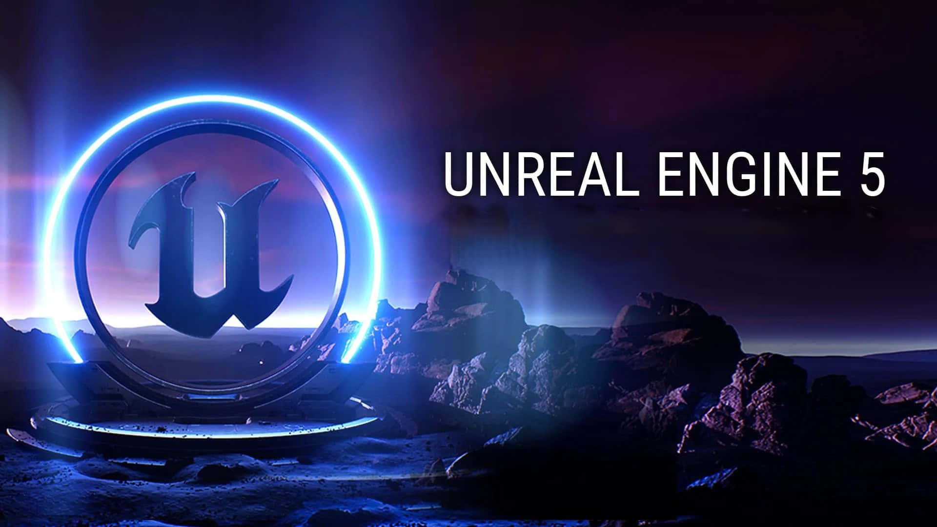 Unreal Engine 5, glowing blue, logo, Full HD Desktop Wallpaper