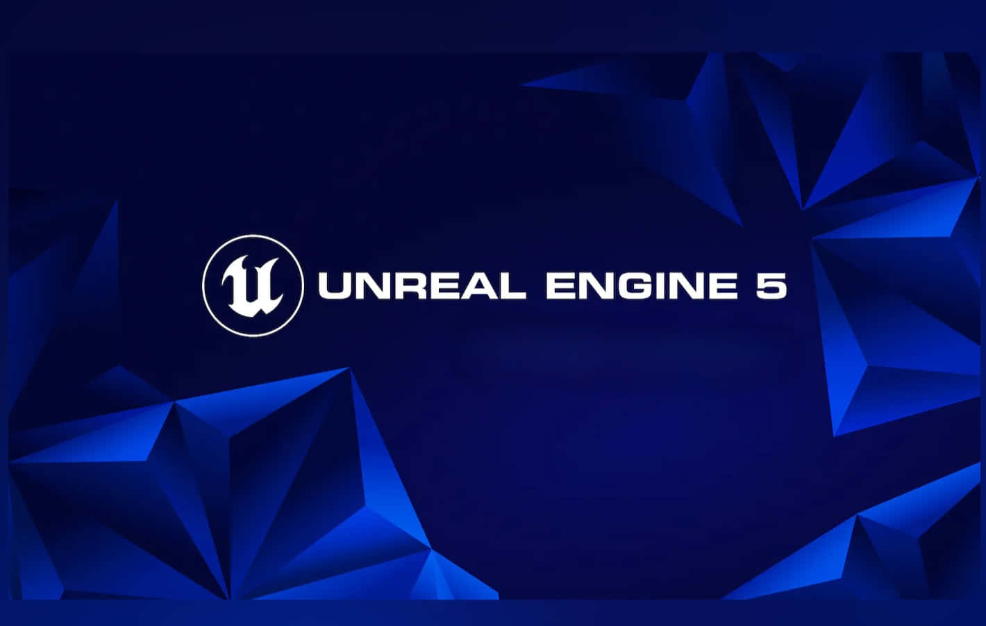 Unreal Engine 5, white, dark blue background, HD Desktop Wallpaper