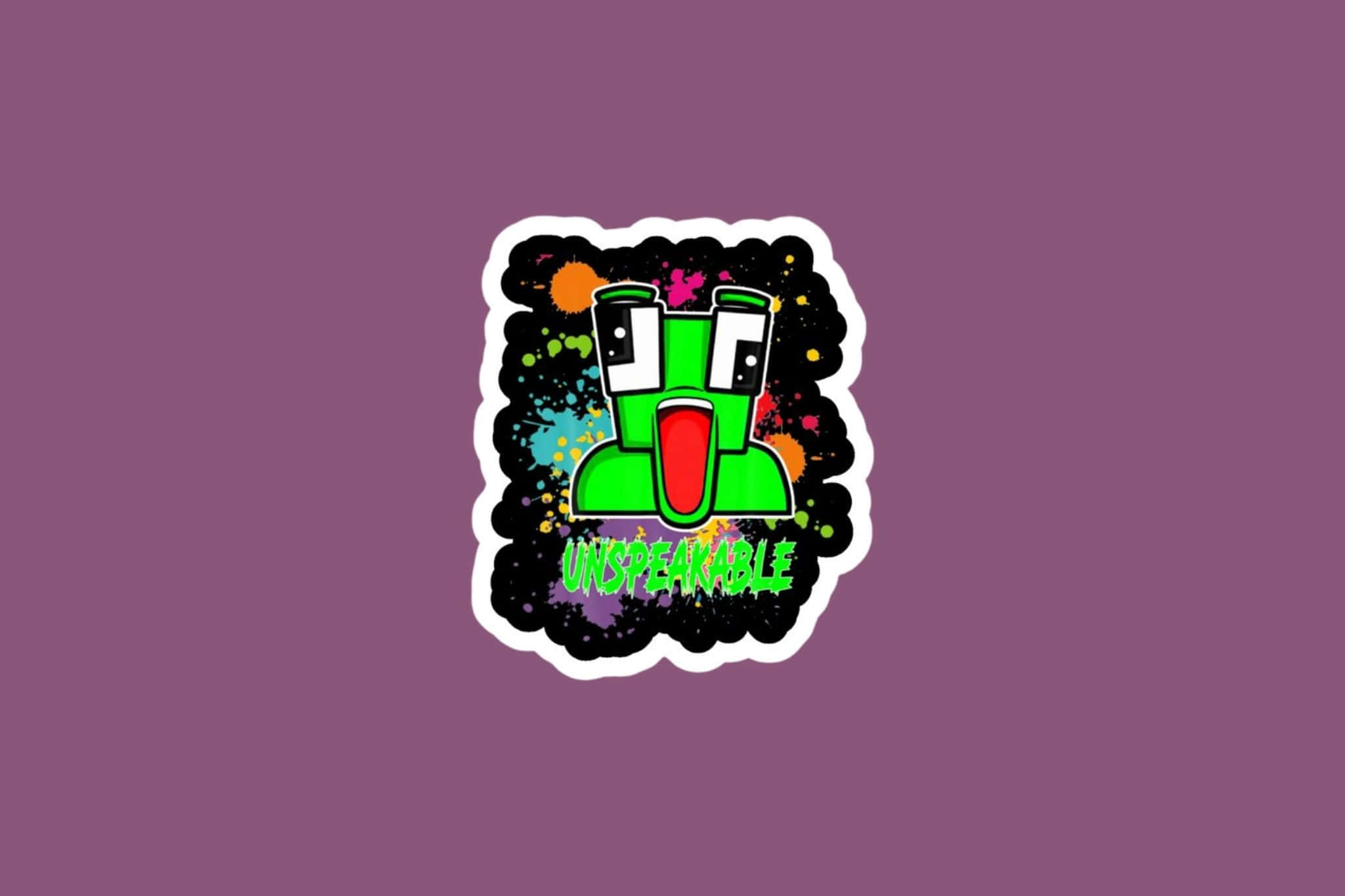 Unspeakable Logo, cartoon green creature, wide eyes, Full HD Desktop Wallpaper