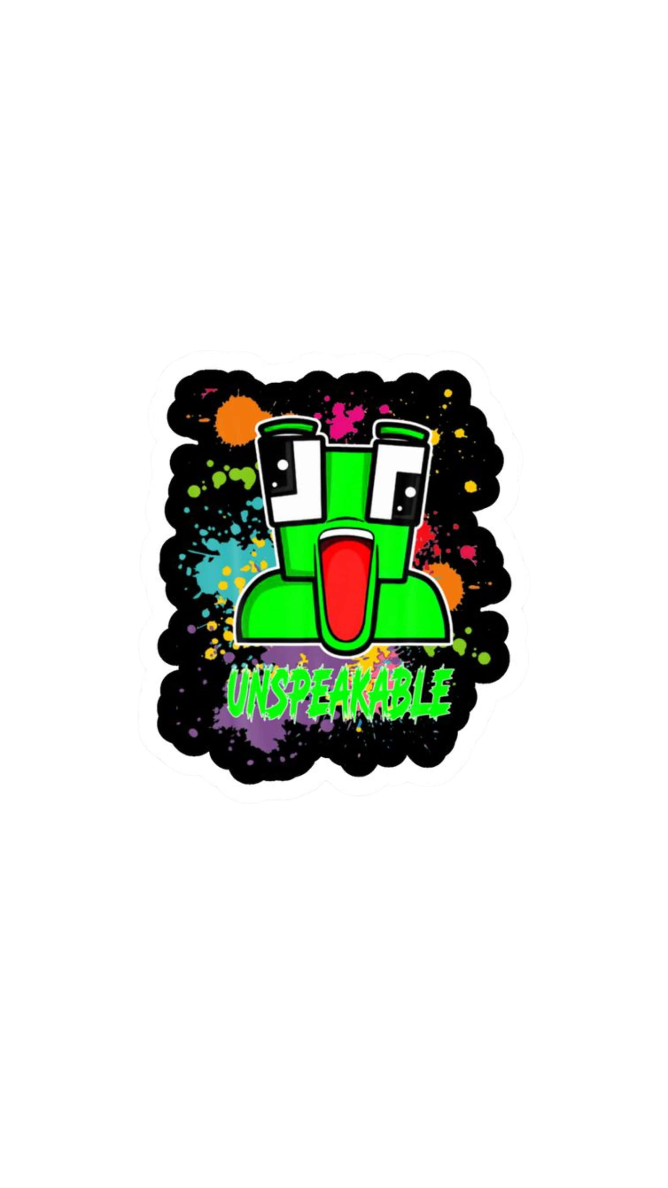 Unspeakable Logo, frog design, green blocky cartoon character, 4K Phone Wallpaper