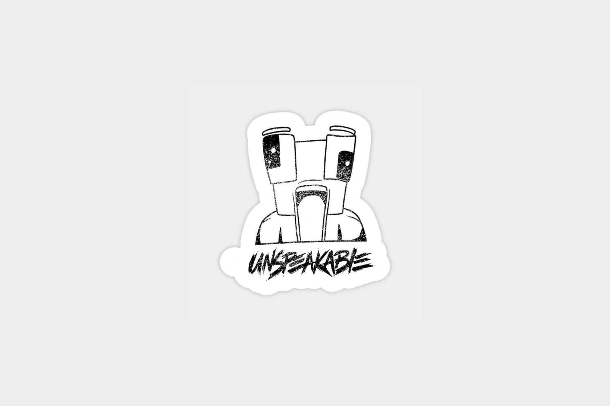 Unspeakable Logo, black and white sticker, blocky robot, Full HD Desktop Wallpaper