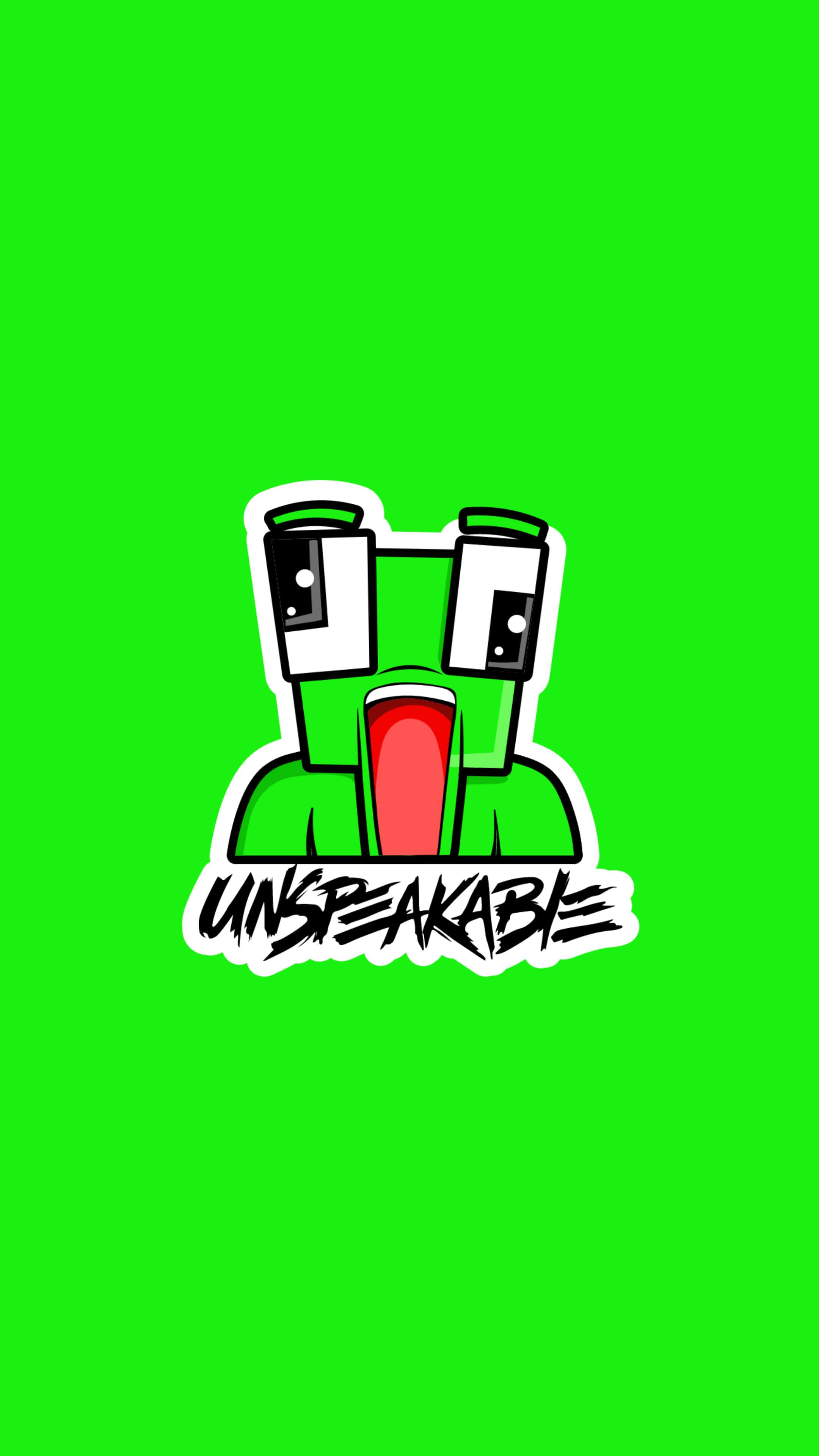Unspeakable Logo, green frog, binoculars, 4K Phone Wallpaper